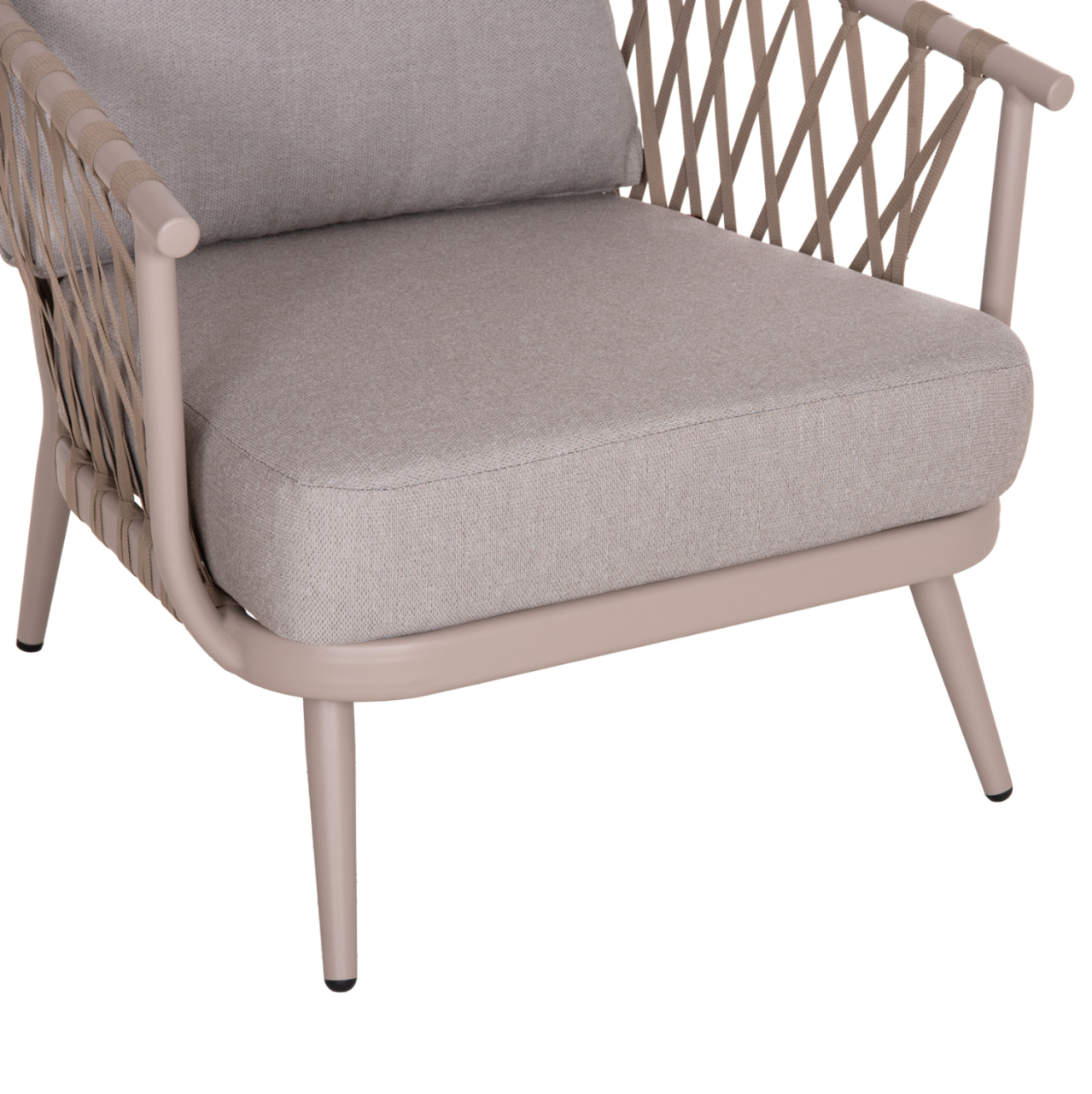OUTDOOR LOUNGE SET 4-SEAT WILLA HM6505.02 ALUMINUM-ROPE IN BEIGE--CUSHIONS IN GREY [8]