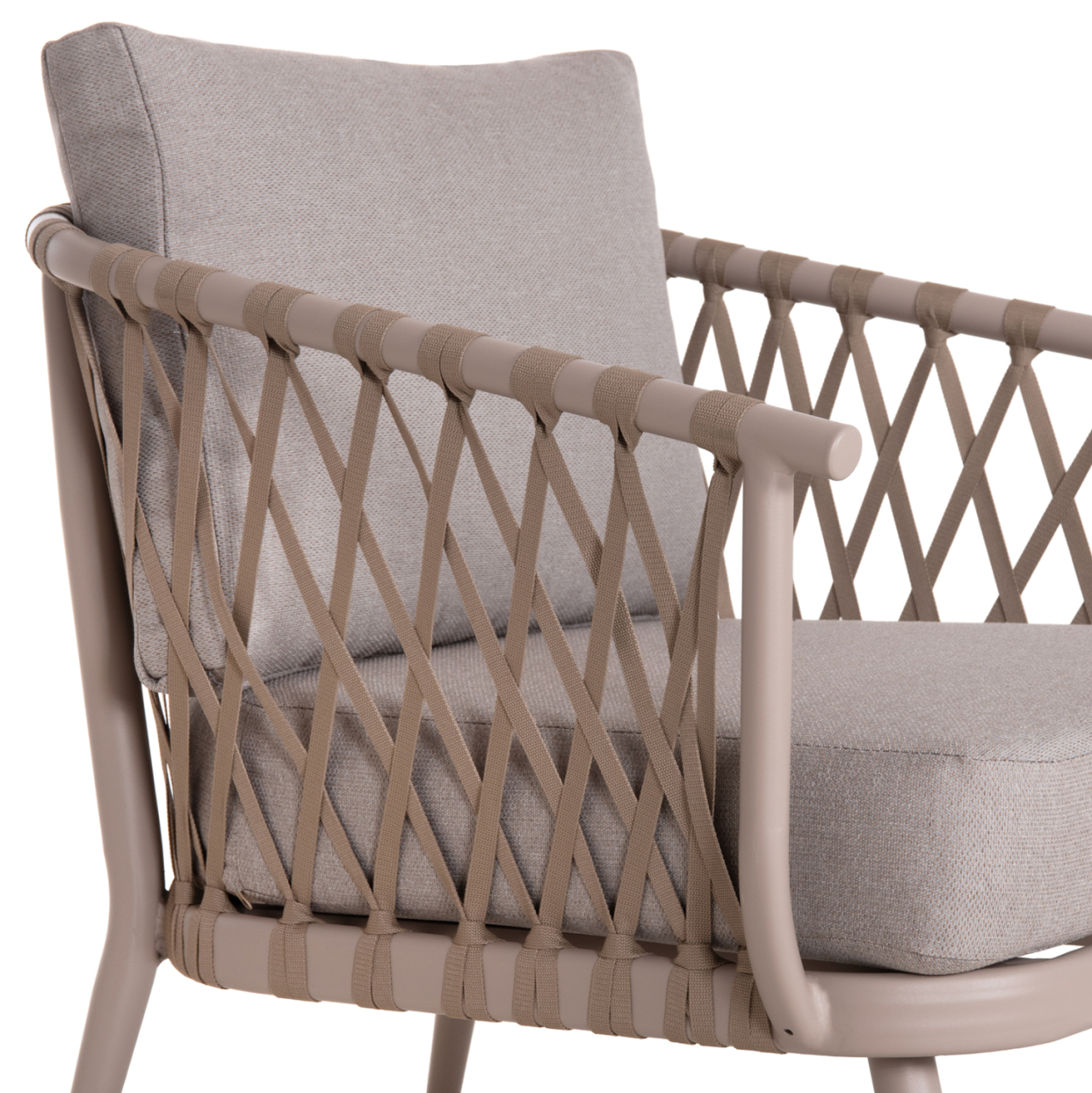 OUTDOOR LOUNGE SET 4-SEAT WILLA HM6505.02 ALUMINUM-ROPE IN BEIGE--CUSHIONS IN GREY [9]