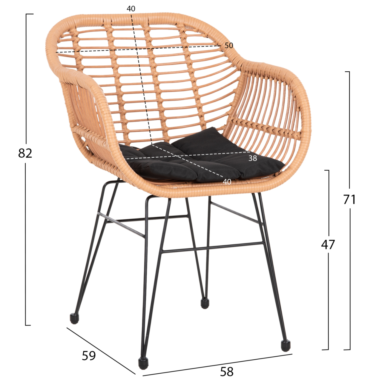 OUTDOOR LOUNGE SET 4PCS ALLEGRA HM21052 WICKER-METAL [4]