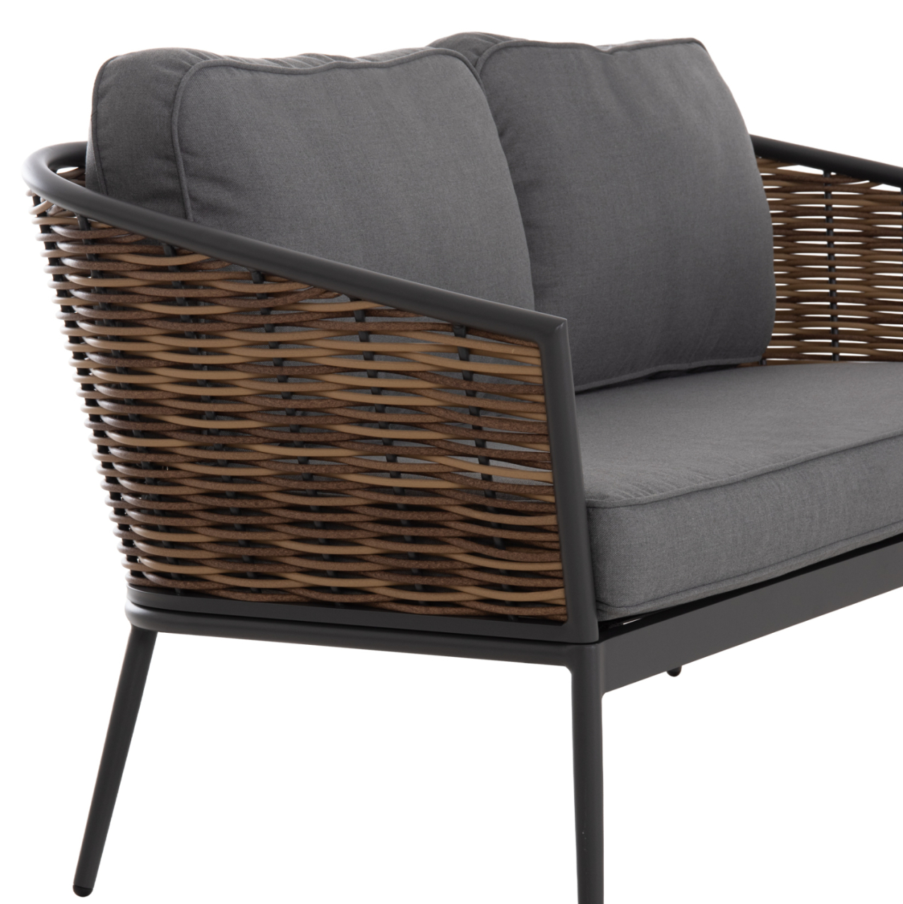OUTDOOR LOUNGE SET 4PCS CASSIAN HM6552.01 ALUMINUM and CUSHIONS IN GREY--P.E.RATTAN IN BEIGE [8]