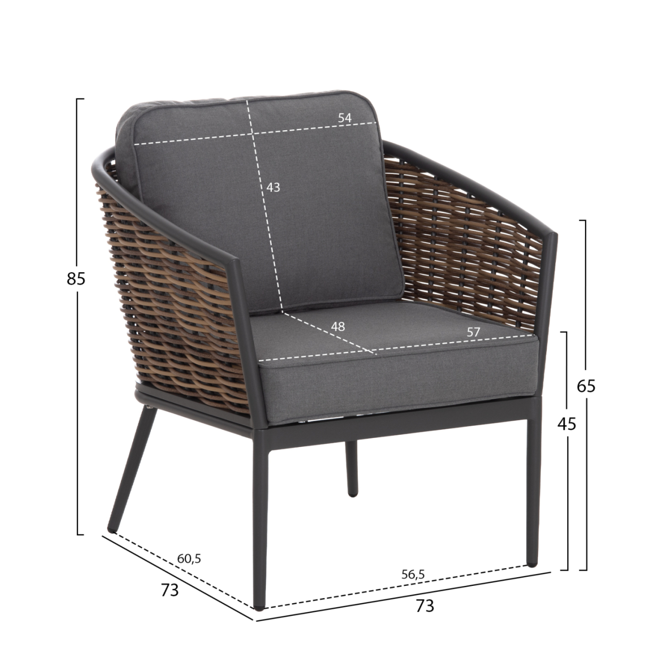 OUTDOOR LOUNGE SET 4PCS CASSIAN HM6552.01 ALUMINUM and CUSHIONS IN GREY--P.E.RATTAN IN BEIGE [3]