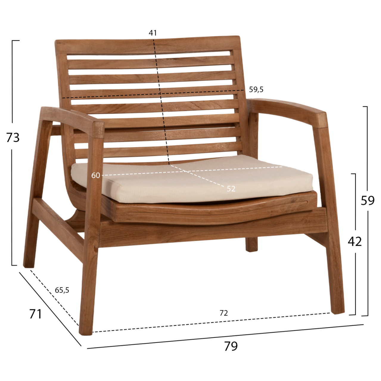 OUTDOOR LOUNGE SET 4PCS DOVER HM9624 RECYCLED TEAK WOOD-CUSHIONS IN MOCHA COLOR [3]