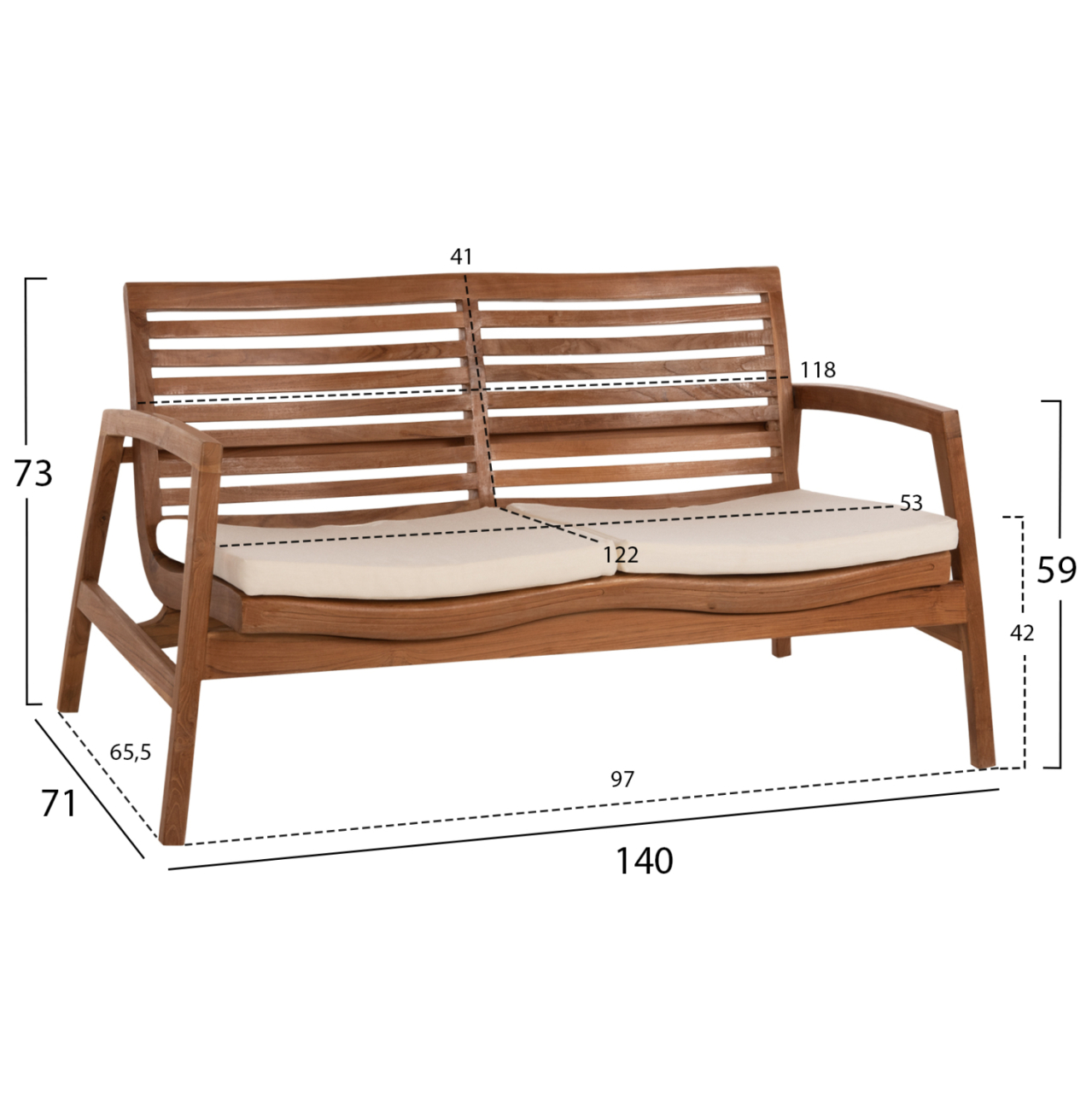 OUTDOOR LOUNGE SET 4PCS DOVER HM9624 RECYCLED TEAK WOOD-CUSHIONS IN MOCHA COLOR [2]