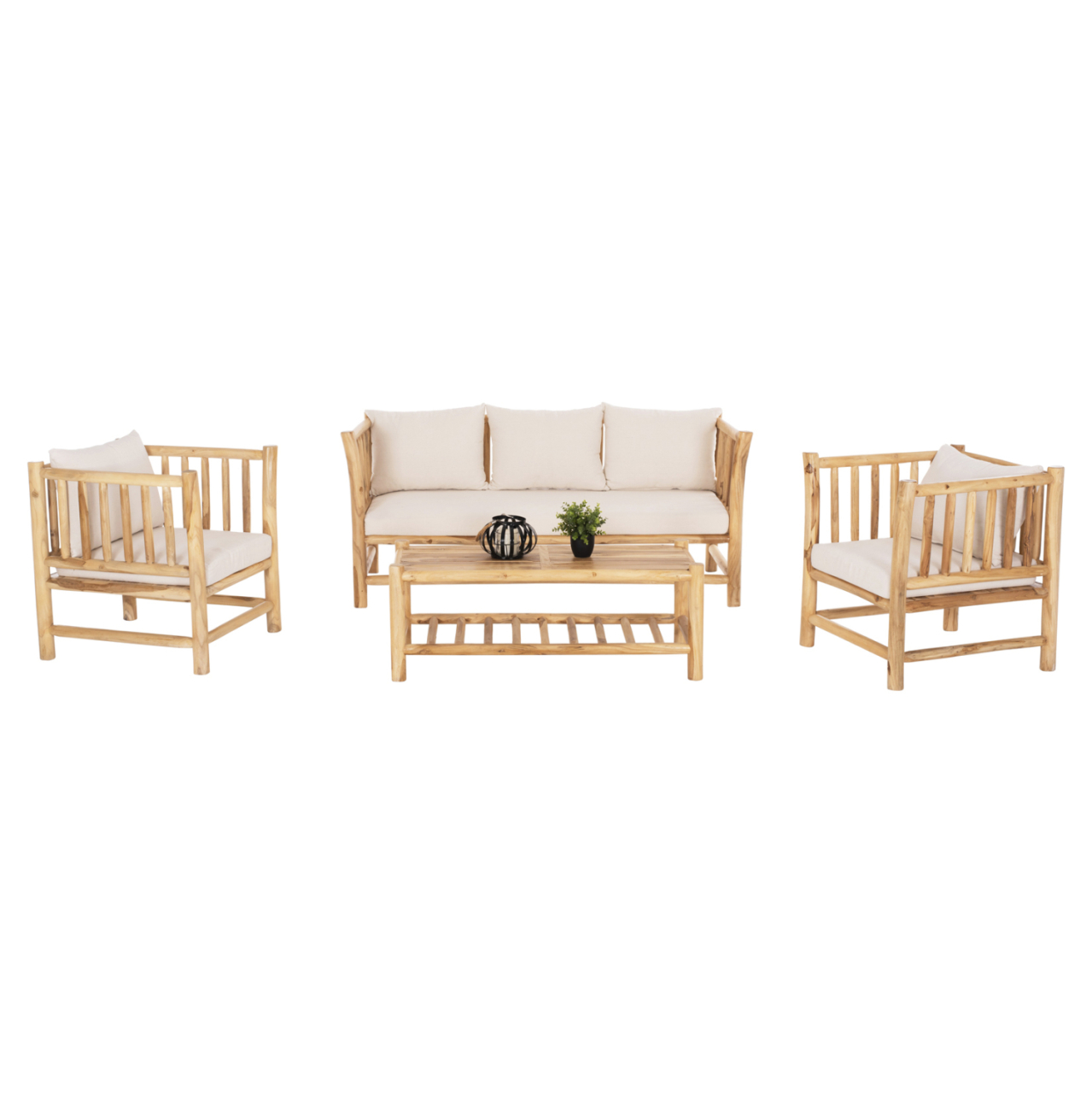 OUTDOOR LOUNGE SET 4PCS EDDARD HM9340 SOLID TEAK NATURAL-WHITE [7]