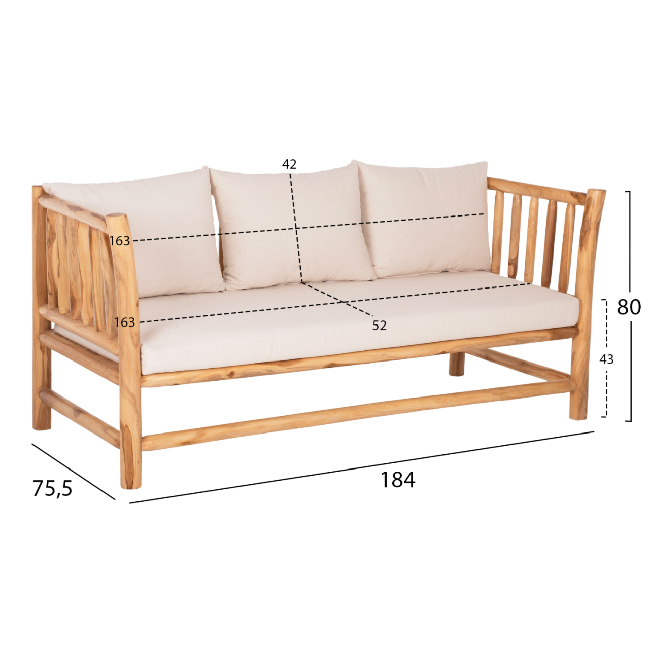 OUTDOOR LOUNGE SET 4PCS EDDARD HM9340 SOLID TEAK NATURAL-WHITE [2]