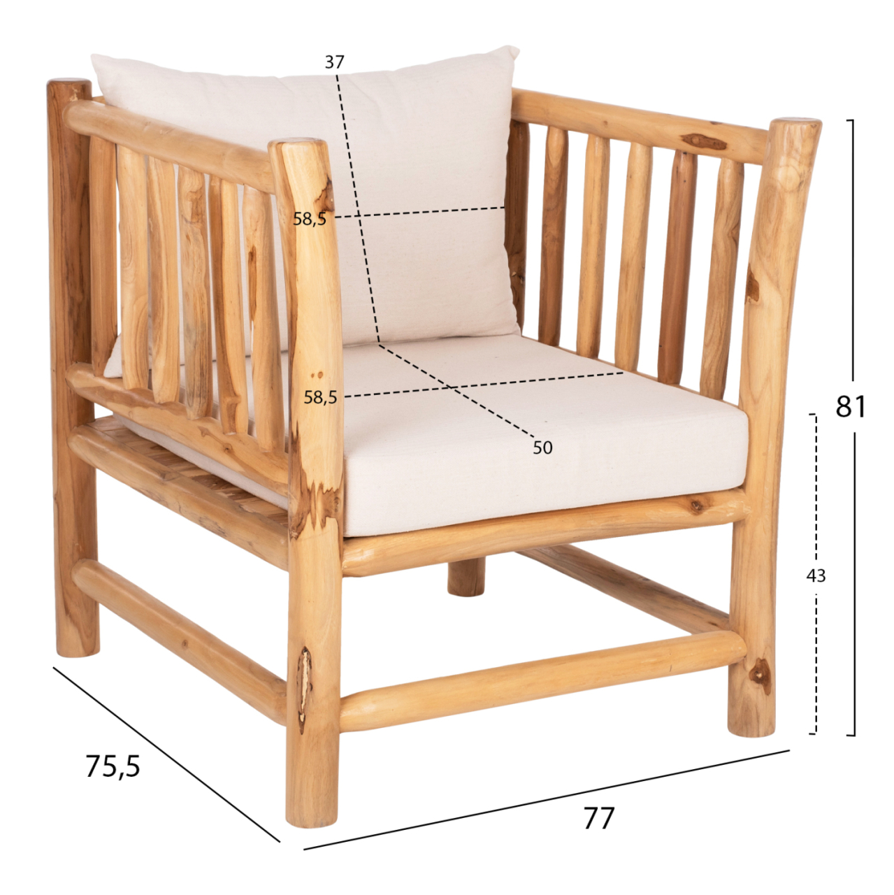 OUTDOOR LOUNGE SET 4PCS EDDARD HM9340 SOLID TEAK NATURAL-WHITE [3]