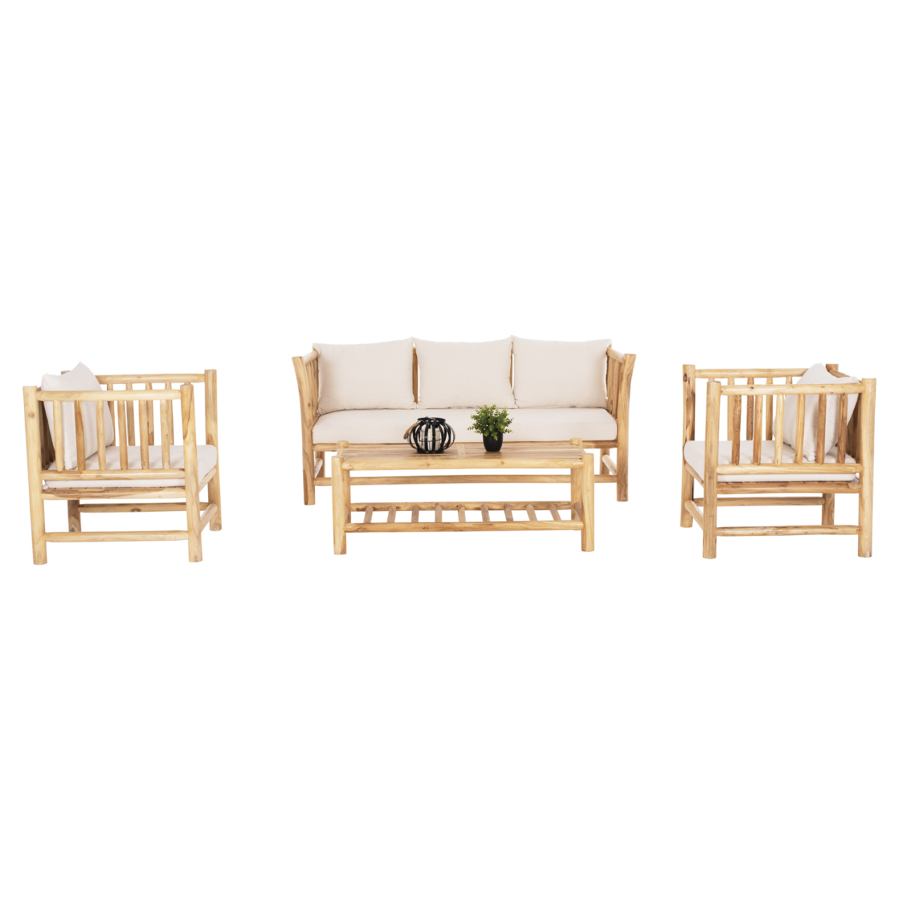 OUTDOOR LOUNGE SET 4PCS EDDARD HM9340 SOLID TEAK NATURAL-WHITE [6]