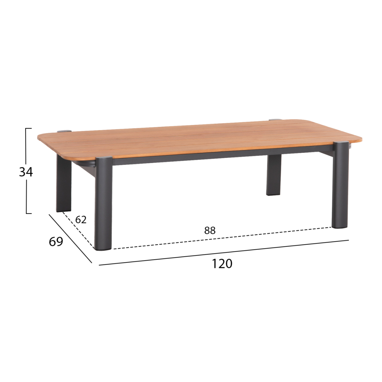 OUTDOOR LOUNGE SET 4PCS ELARA HM6195.01 DARK GREY ALUMINUM-GREY OLEFIN-TEAK WOOD [4]