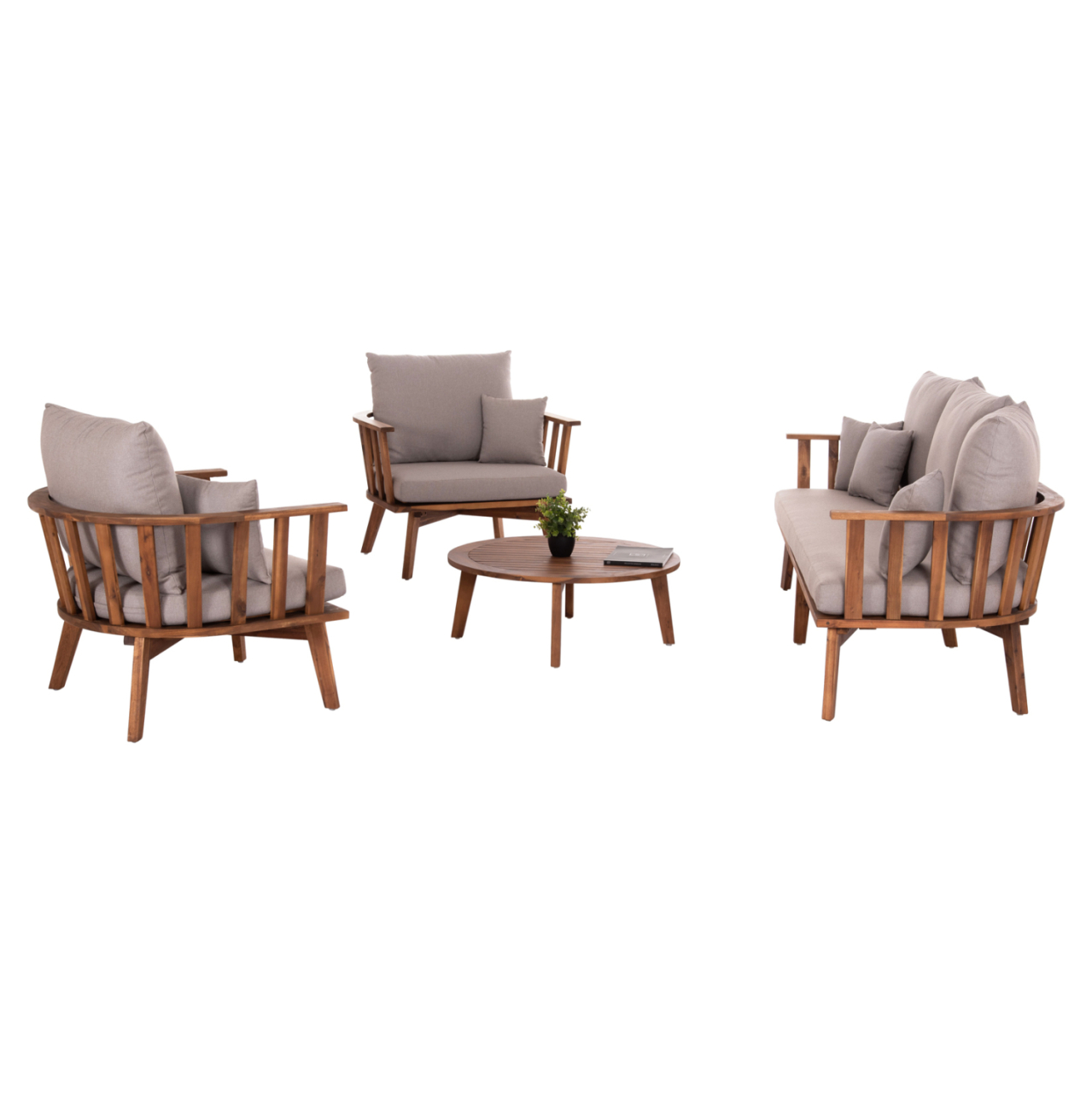 OUTDOOR LOUNGE SET 4PCS HARRA HM6236 ACACIA WOOD IN NATURAL--CUSHIONS IN GREY [7]