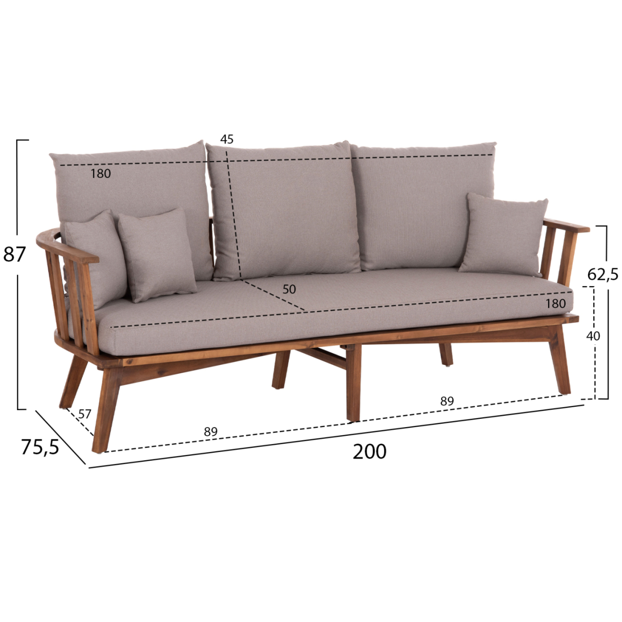 OUTDOOR LOUNGE SET 4PCS HARRA HM6236 ACACIA WOOD IN NATURAL--CUSHIONS IN GREY [2]