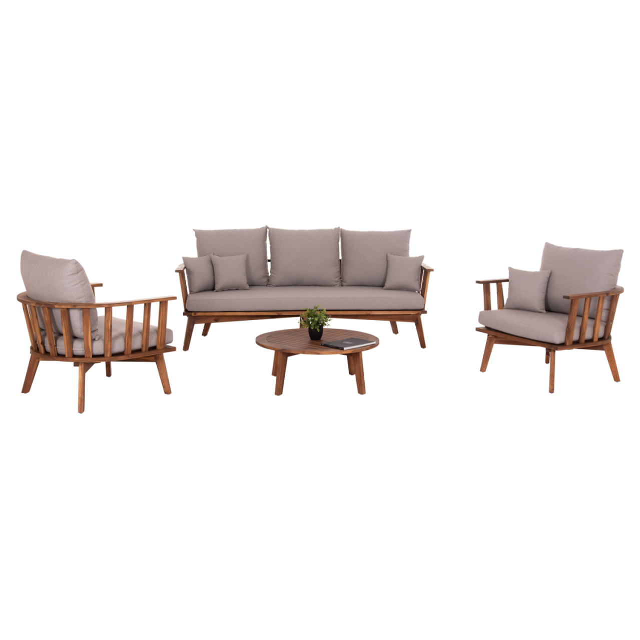 OUTDOOR LOUNGE SET 4PCS HARRA HM6236 ACACIA WOOD IN NATURAL--CUSHIONS IN GREY [5]