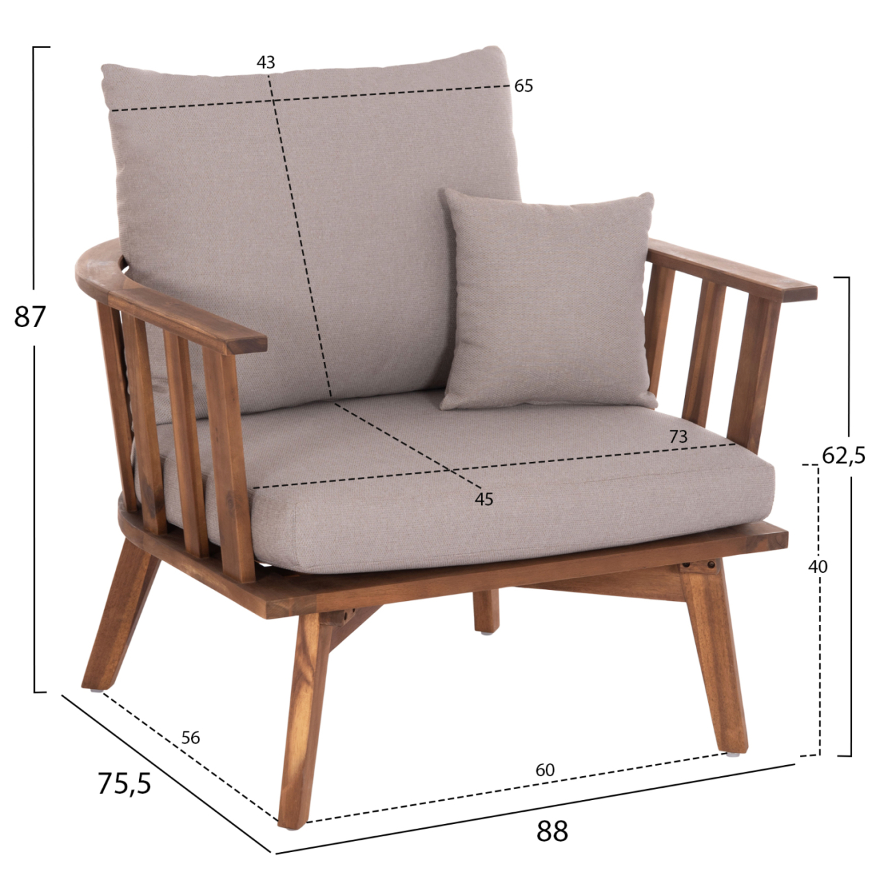 OUTDOOR LOUNGE SET 4PCS HARRA HM6236 ACACIA WOOD IN NATURAL--CUSHIONS IN GREY [3]