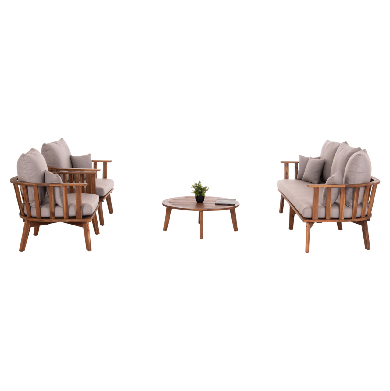 OUTDOOR LOUNGE SET 4PCS HARRA HM6236 ACACIA WOOD IN NATURAL--CUSHIONS IN GREY [6]