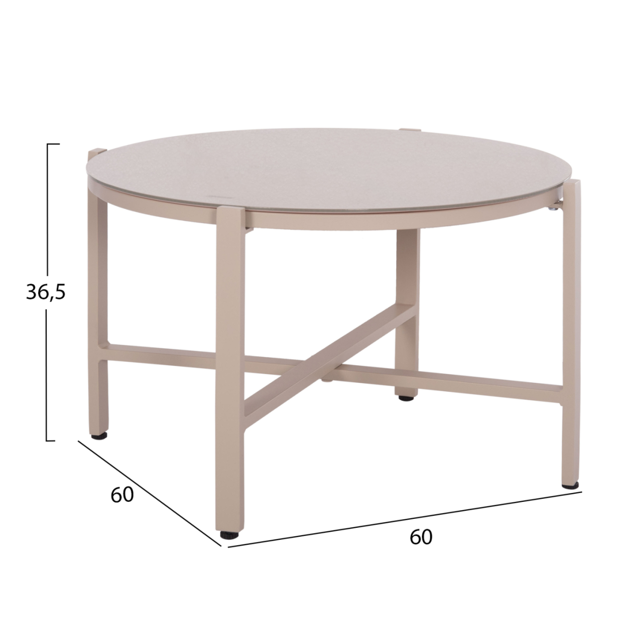 OUTDOOR LOUNGE SET 4PCS JULIETTE HM6280.04 CAPPUCCINO ALUMINUM-TEXTILENE--TEMPERED GLASS [5]