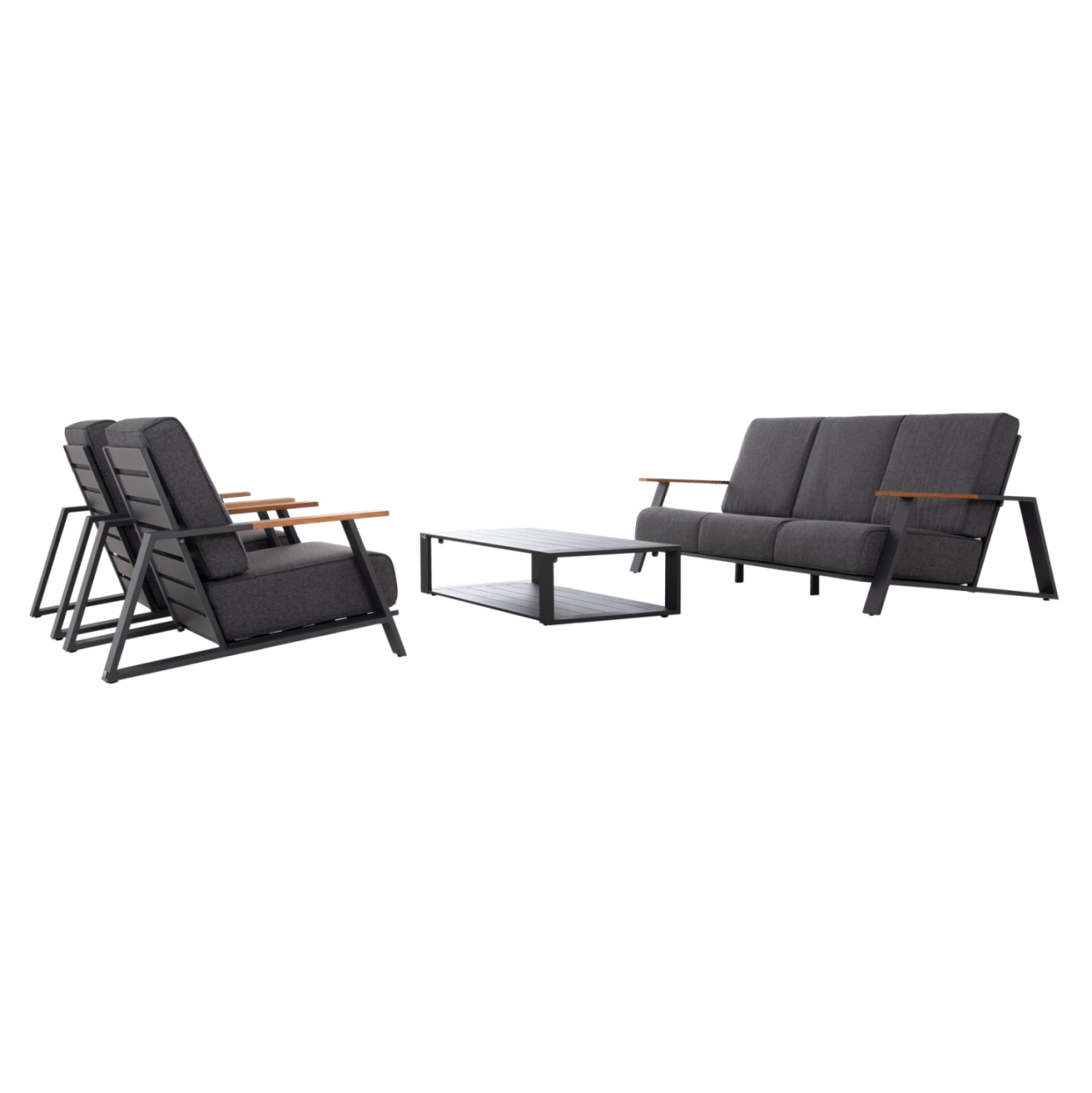OUTDOOR LOUNGE SET 4PCS LAITH HM6551.01 ALUMINUM FRAMES and CUSHIONS IN GREY [6]