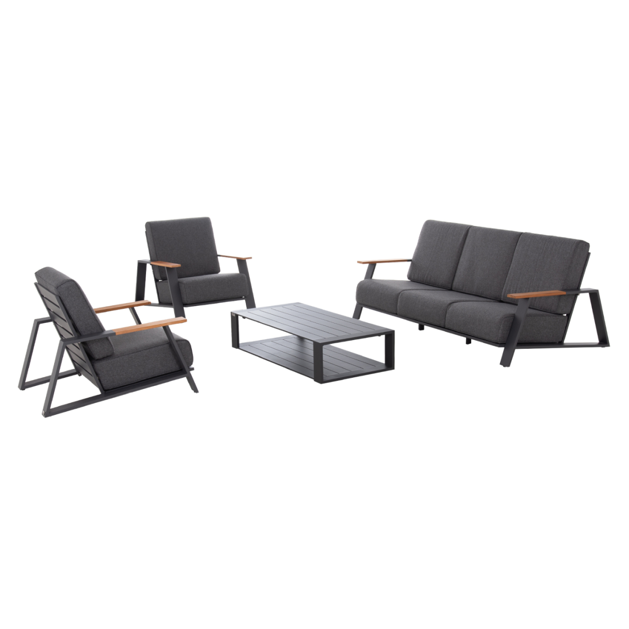 OUTDOOR LOUNGE SET 4PCS LAITH HM6551.01 ALUMINUM FRAMES and CUSHIONS IN GREY [5]