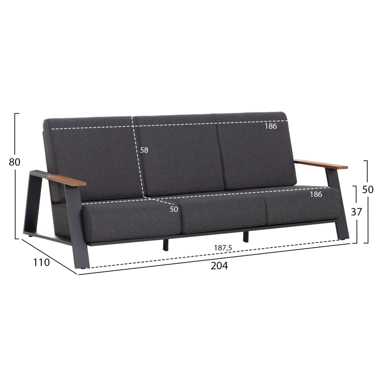OUTDOOR LOUNGE SET 4PCS LAITH HM6551.01 ALUMINUM FRAMES and CUSHIONS IN GREY [2]