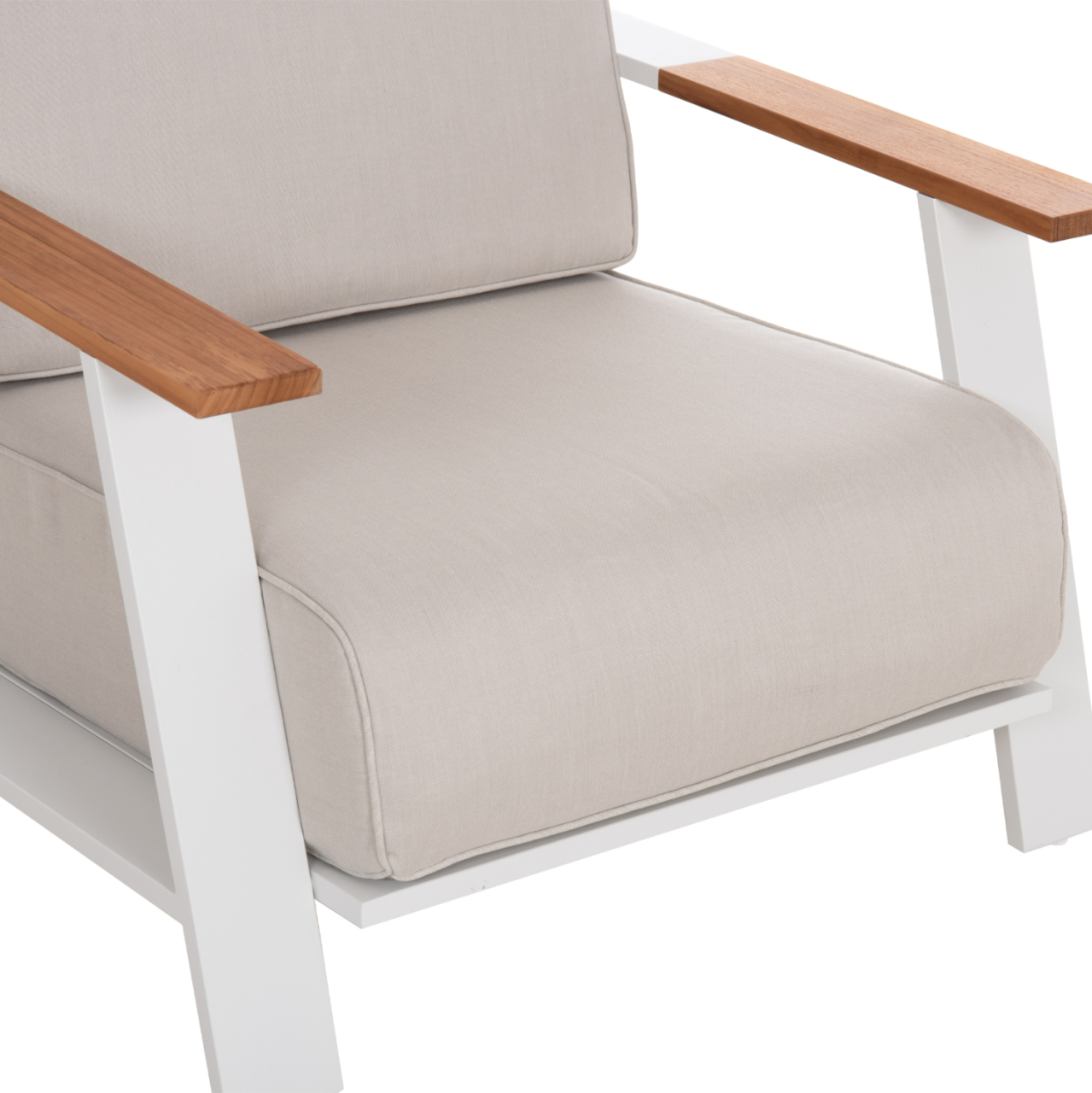 OUTDOOR LOUNGE SET 4PCS LAITH HM6551.02 ALUMINUM FRAMES and CUSHIONS IN CREAM WHITE [8]