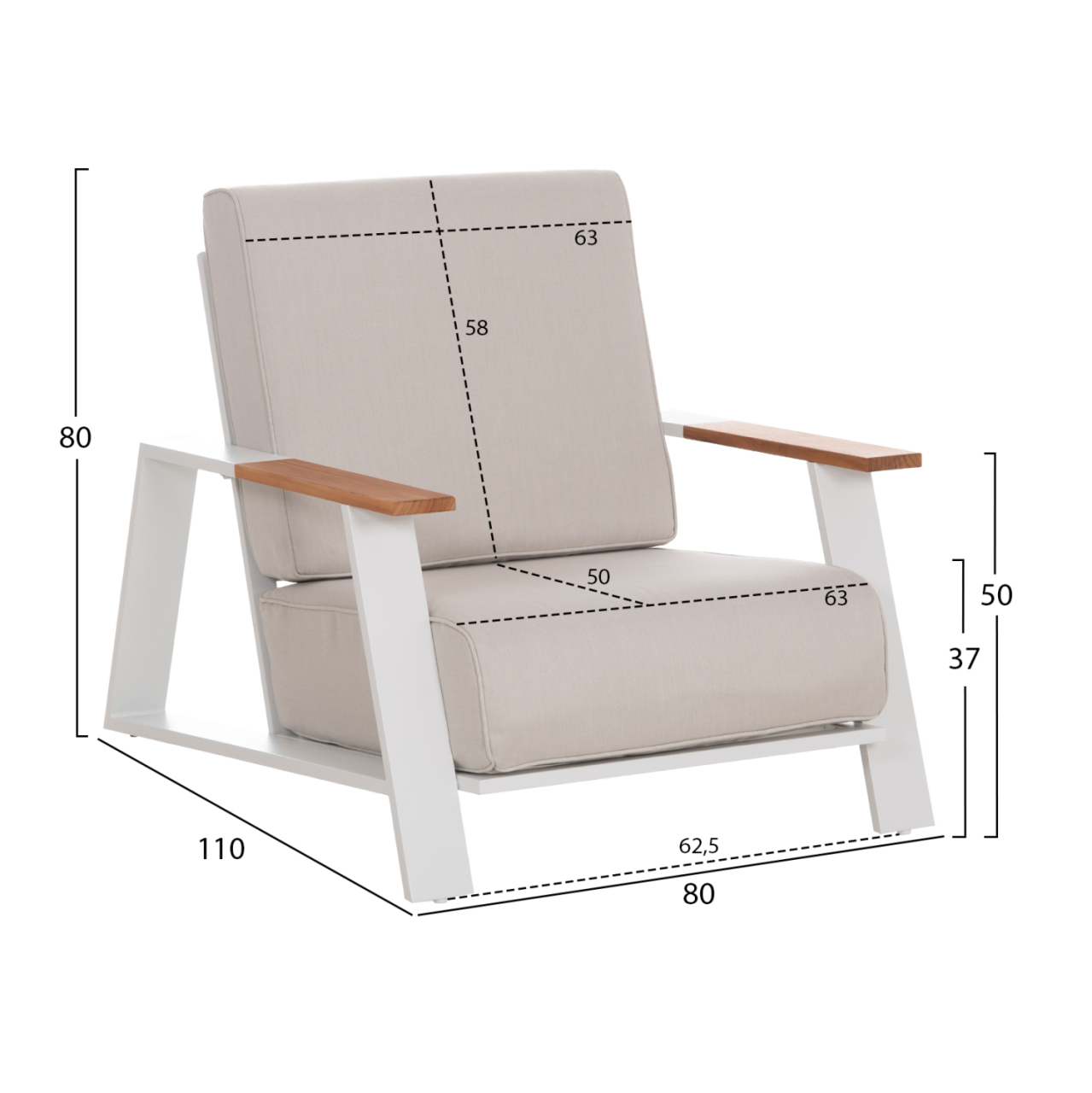 OUTDOOR LOUNGE SET 4PCS LAITH HM6551.02 ALUMINUM FRAMES and CUSHIONS IN CREAM WHITE [3]