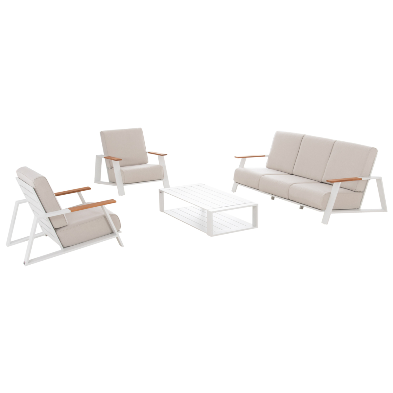 OUTDOOR LOUNGE SET 4PCS LAITH HM6551.02 ALUMINUM FRAMES and CUSHIONS IN CREAM WHITE [5]