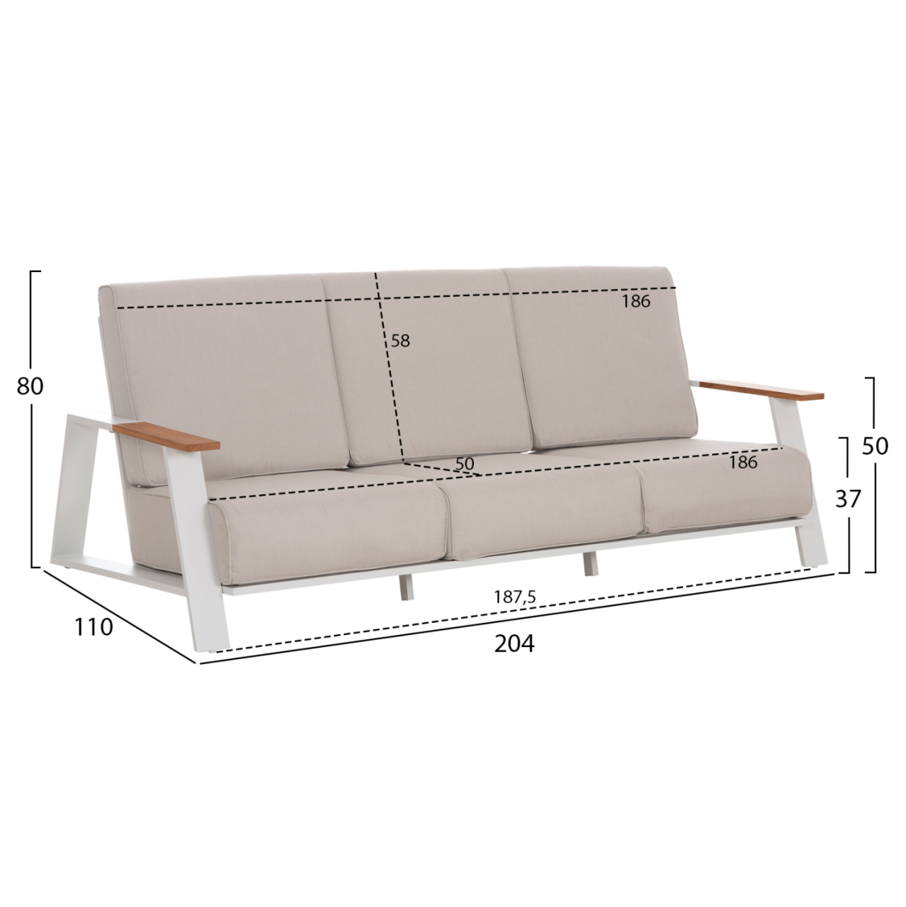 OUTDOOR LOUNGE SET 4PCS LAITH HM6551.02 ALUMINUM FRAMES and CUSHIONS IN CREAM WHITE [2]