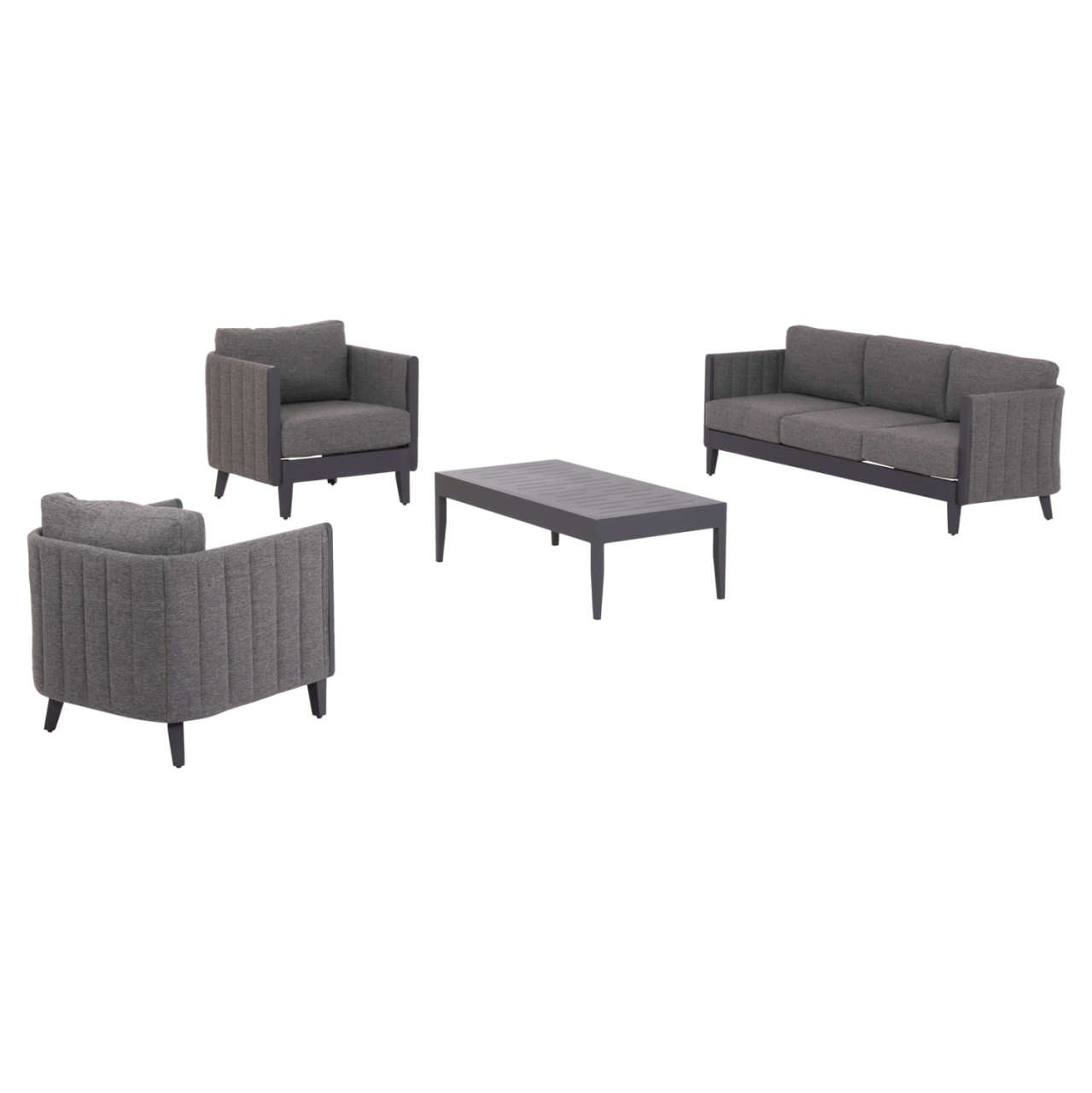 OUTDOOR LOUNGE SET 4PCS LARRY HM6188.01 DARK GREY ALUMINUM-P.E. FABRIC [5]