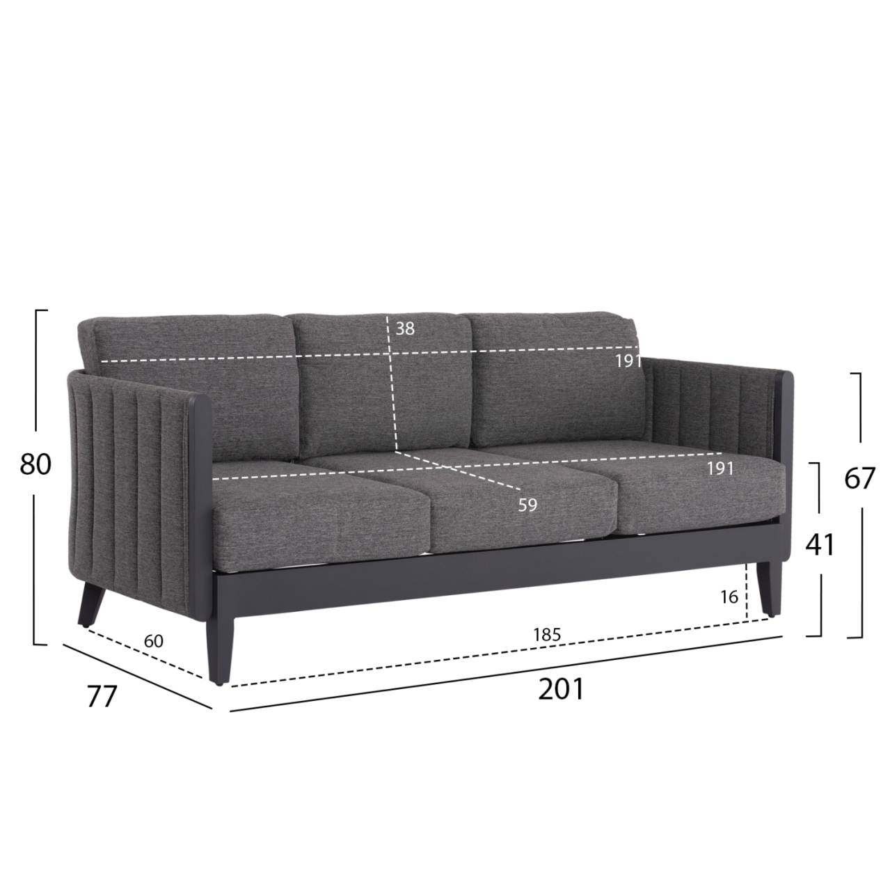 OUTDOOR LOUNGE SET 4PCS LARRY HM6188.01 DARK GREY ALUMINUM-P.E. FABRIC [2]