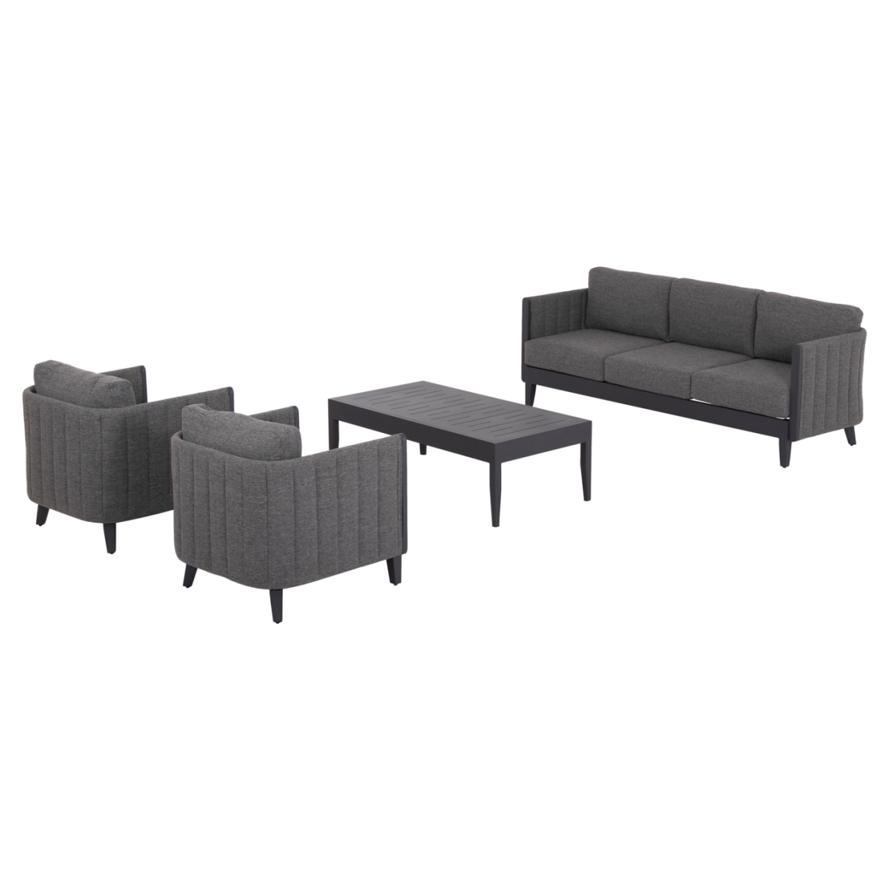 OUTDOOR LOUNGE SET 4PCS LARRY HM6188.01 DARK GREY ALUMINUM-P.E. FABRIC [6]