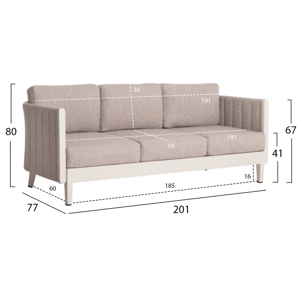 OUTDOOR LOUNGE SET 4PCS LARRY HM6188.02 CHAMPAGNE COLORED ALUMINUM-P.E. FABRIC [4]
