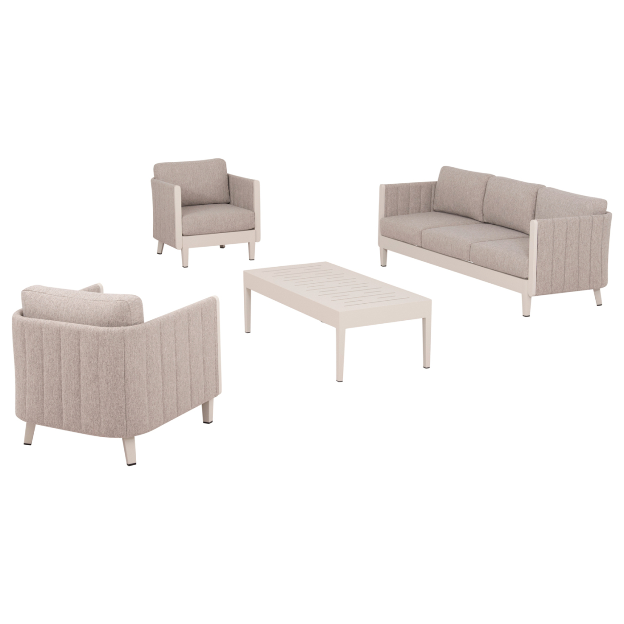 OUTDOOR LOUNGE SET 4PCS LARRY HM6188.02 CHAMPAGNE COLORED ALUMINUM-P.E. FABRIC [2]