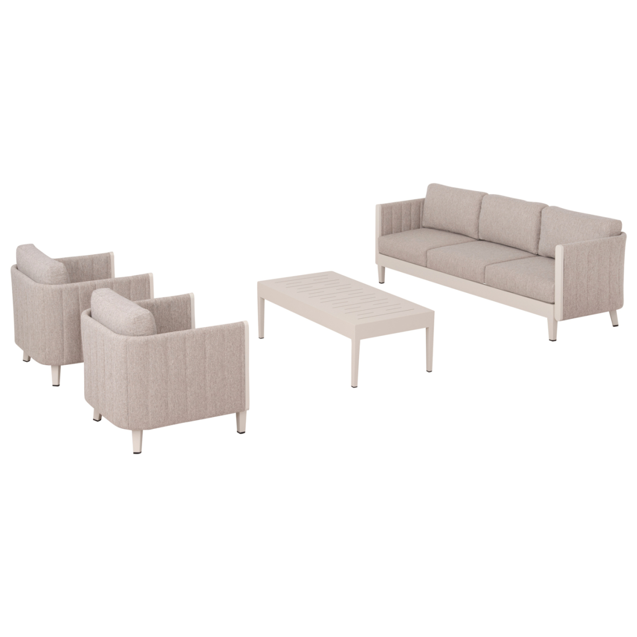 OUTDOOR LOUNGE SET 4PCS LARRY HM6188.02 CHAMPAGNE COLORED ALUMINUM-P.E. FABRIC [3]