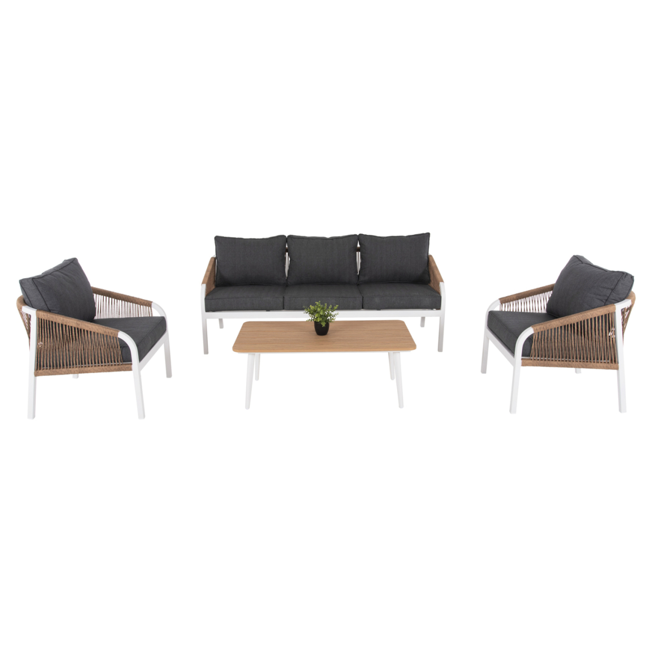 OUTDOOR LOUNGE SET 4PCS MAERLY HM6056.01 WHITE ALUMINUM-PE TWIST ROPE-ANTHRACITE CUSHIONS [5]