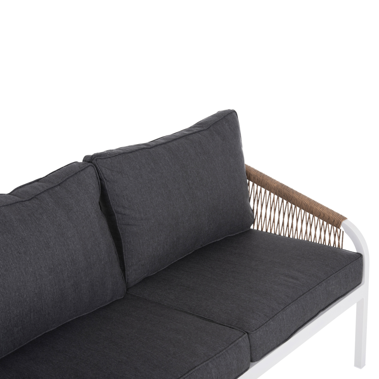 OUTDOOR LOUNGE SET 4PCS MAERLY HM6056.01 WHITE ALUMINUM-PE TWIST ROPE-ANTHRACITE CUSHIONS [6]