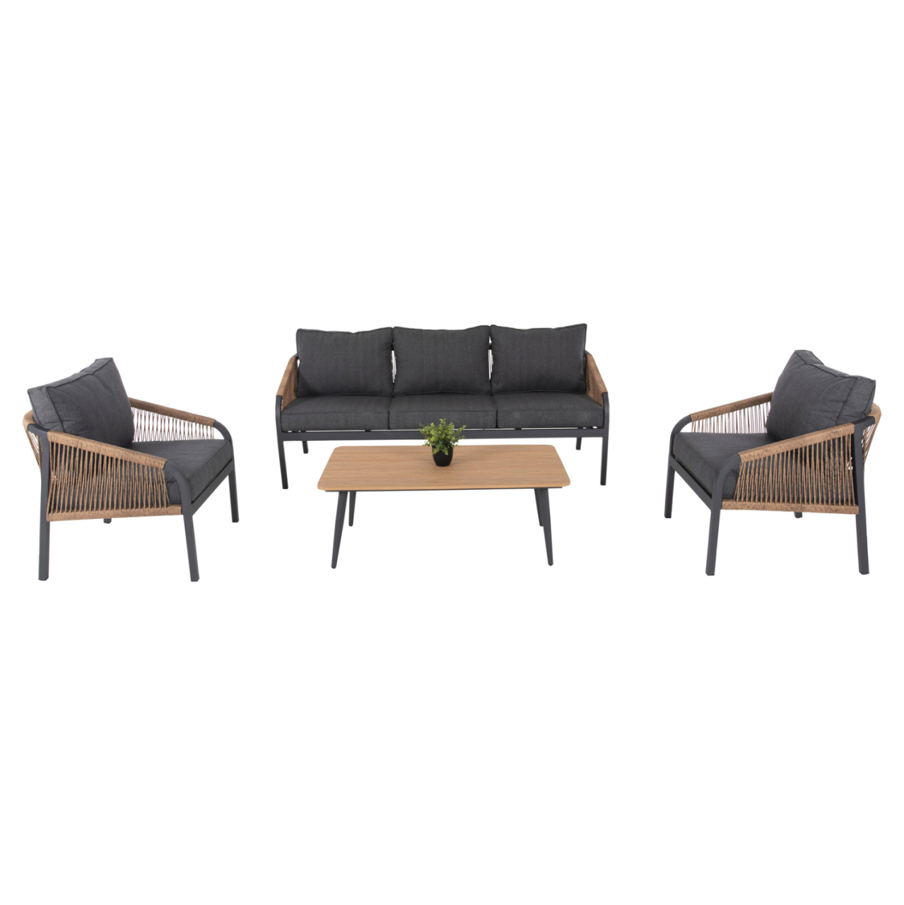 OUTDOOR LOUNGE SET 4PCS MAERLY HM6056.03 ANTHRACITE ALUMINUM-PE TWIST ROPE-ANTHRACITE CUSHIONS [5]