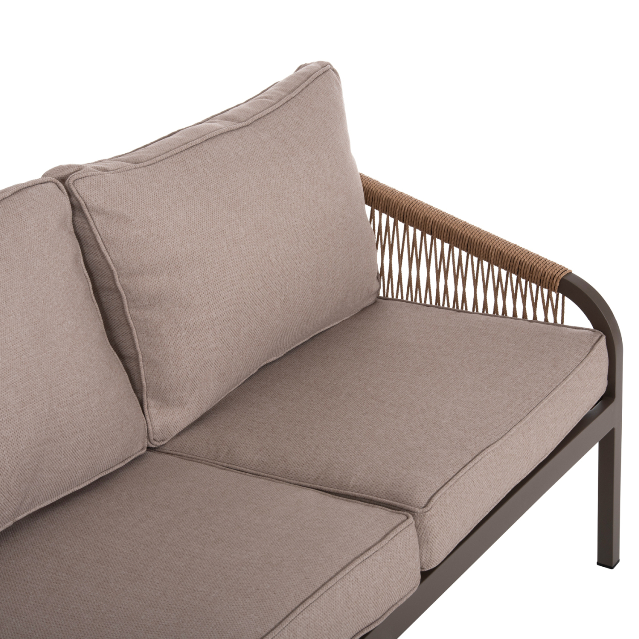 OUTDOOR LOUNGE SET 4PCS MAERLY HM6056.04 CHAMPAGNE ALUMINUM-PE TWIST ROPE-BEIGE CUSHIONS [6]