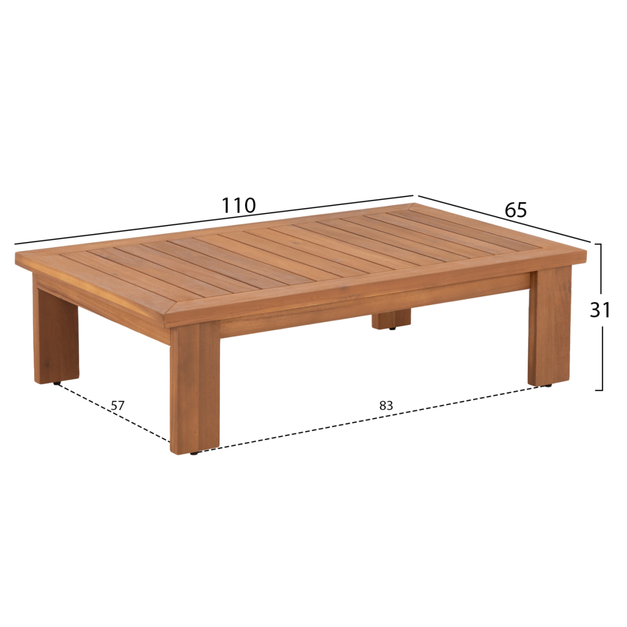 OUTDOOR LOUNGE SET 4PCS MIREX HM6521 ACACIA WOOD--POLYESTER CUSHIONS COVERS IN ECRU [4]