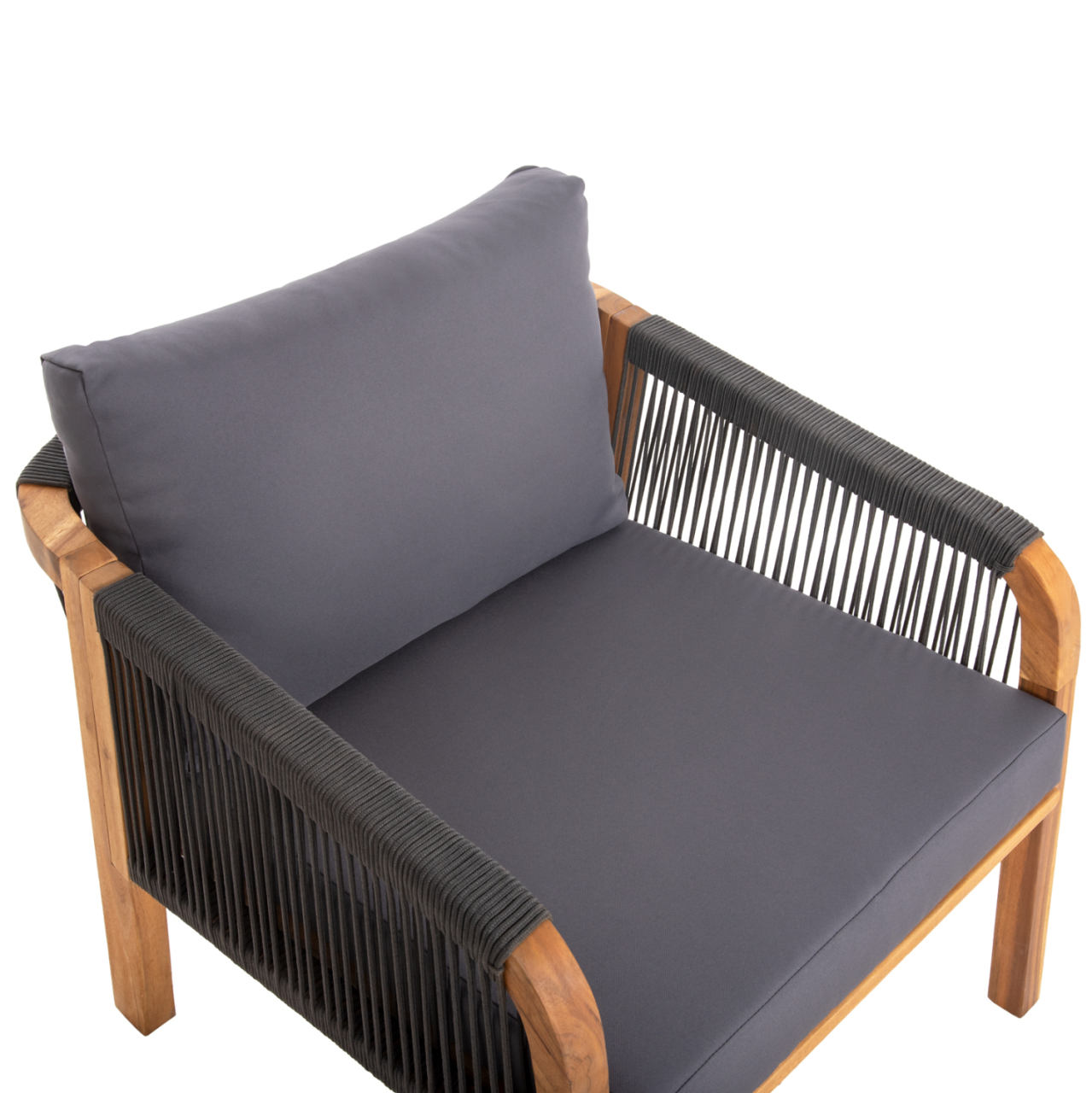 OUTDOOR LOUNGE SET 4PCS ROSSWELL HM6084.01 ACACIA WOOD-ROUND ROPE and CUSHIONS IN ANTHRACITE [8]