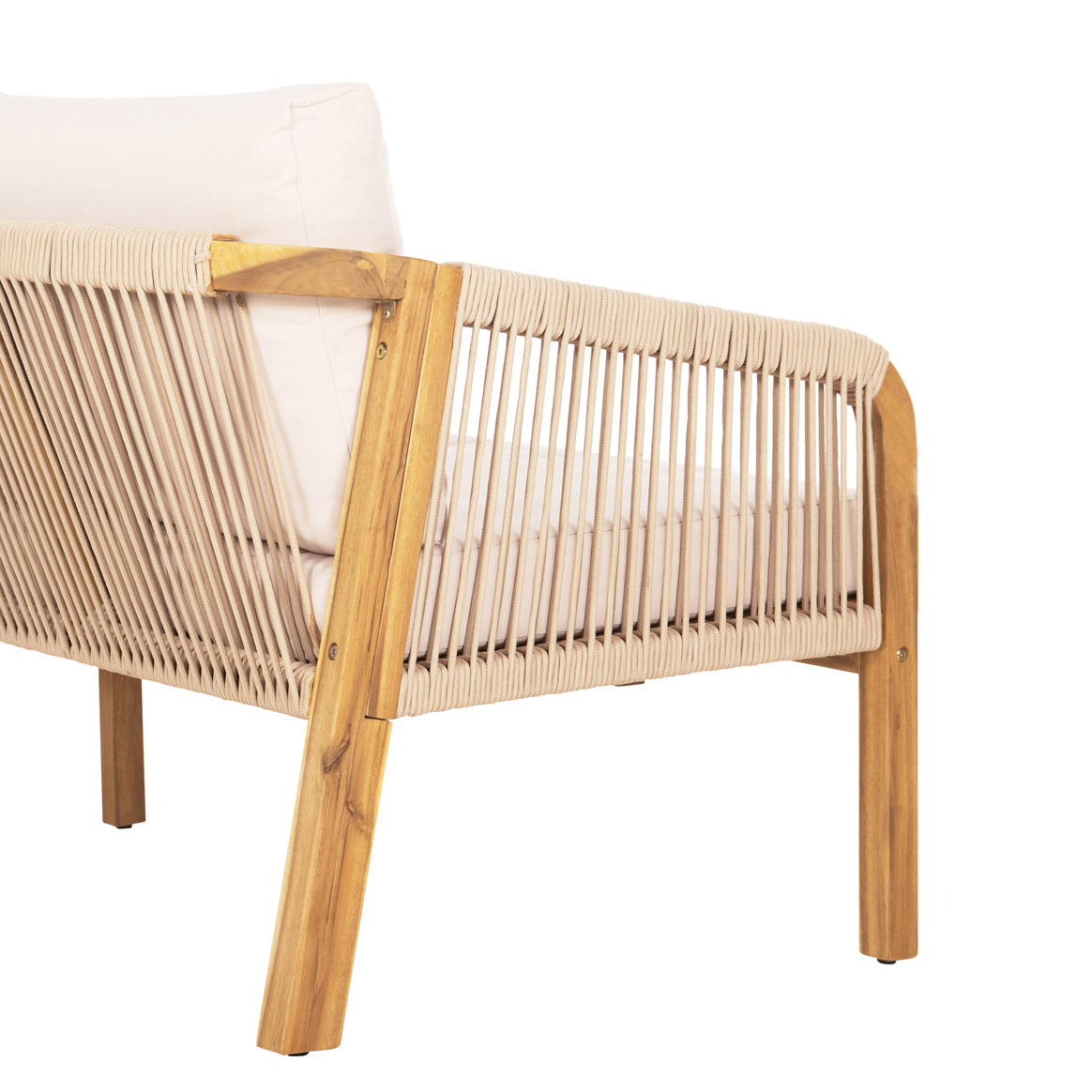 OUTDOOR LOUNGE SET 4PCS ROSSWELL HM6084.02 ACACIA WOOD-ROUND ROPE-BEIGE CUSHIONS [6]