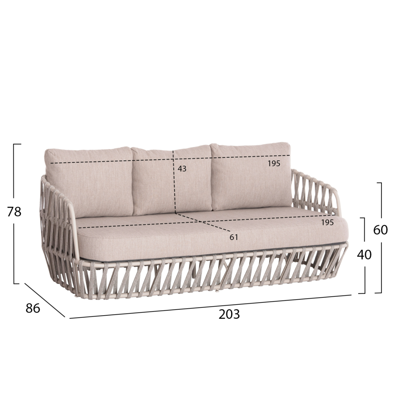 OUTDOOR LOUNGE SET 4PCS SABO HM6208.02 CREAM WHITE ALUMINUM-BEIGE P.E.ROPE and OLEFIN FABRIC-TEAK WOOD IN NATURAL [2]