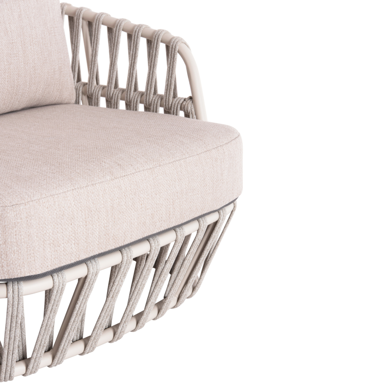OUTDOOR LOUNGE SET 4PCS SABO HM6208.02 CREAM WHITE ALUMINUM-BEIGE P.E.ROPE and OLEFIN FABRIC-TEAK WOOD IN NATURAL [6]
