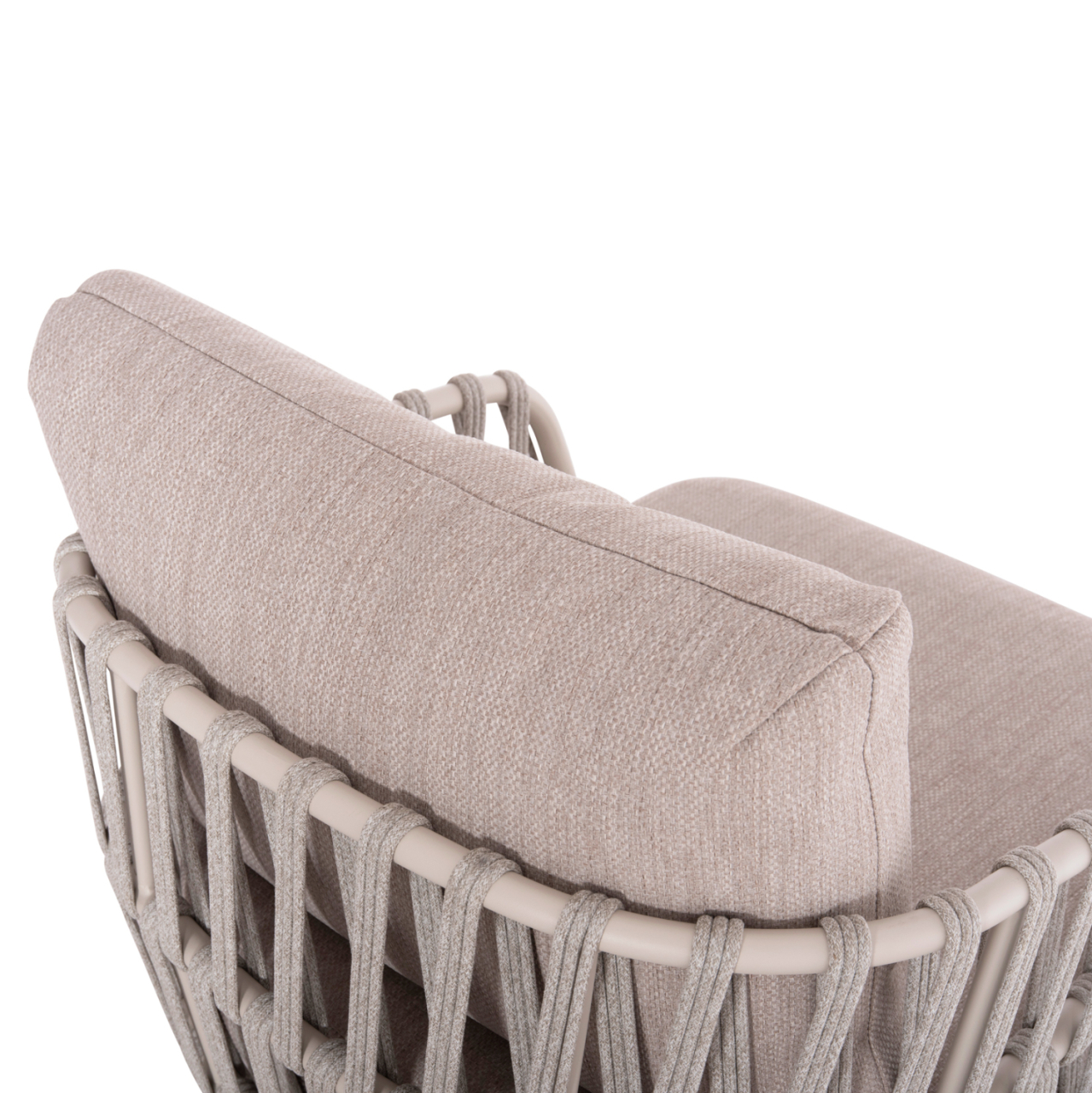 OUTDOOR LOUNGE SET 4PCS SABO HM6208.02 CREAM WHITE ALUMINUM-BEIGE P.E.ROPE and OLEFIN FABRIC-TEAK WOOD IN NATURAL [5]