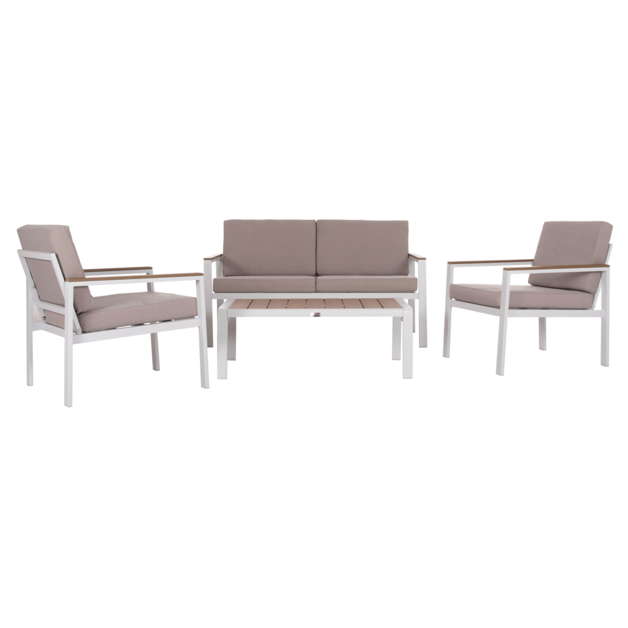 OUTDOOR LOUNGE SET 4PCS SAFIN HM6278.01 ALUMINUM IN WHITE--POLYWOOD--OLEFIN FABRIC IN BEIGE [5]