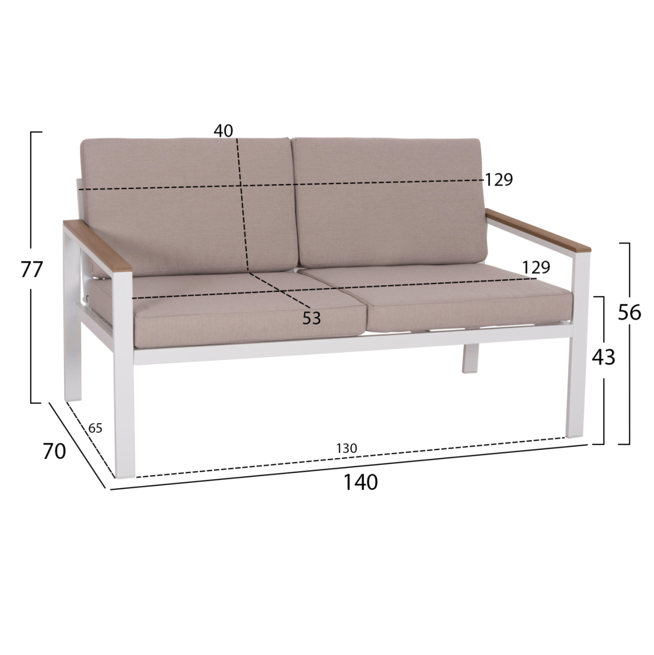 OUTDOOR LOUNGE SET 4PCS SAFIN HM6278.01 ALUMINUM IN WHITE--POLYWOOD--OLEFIN FABRIC IN BEIGE [2]