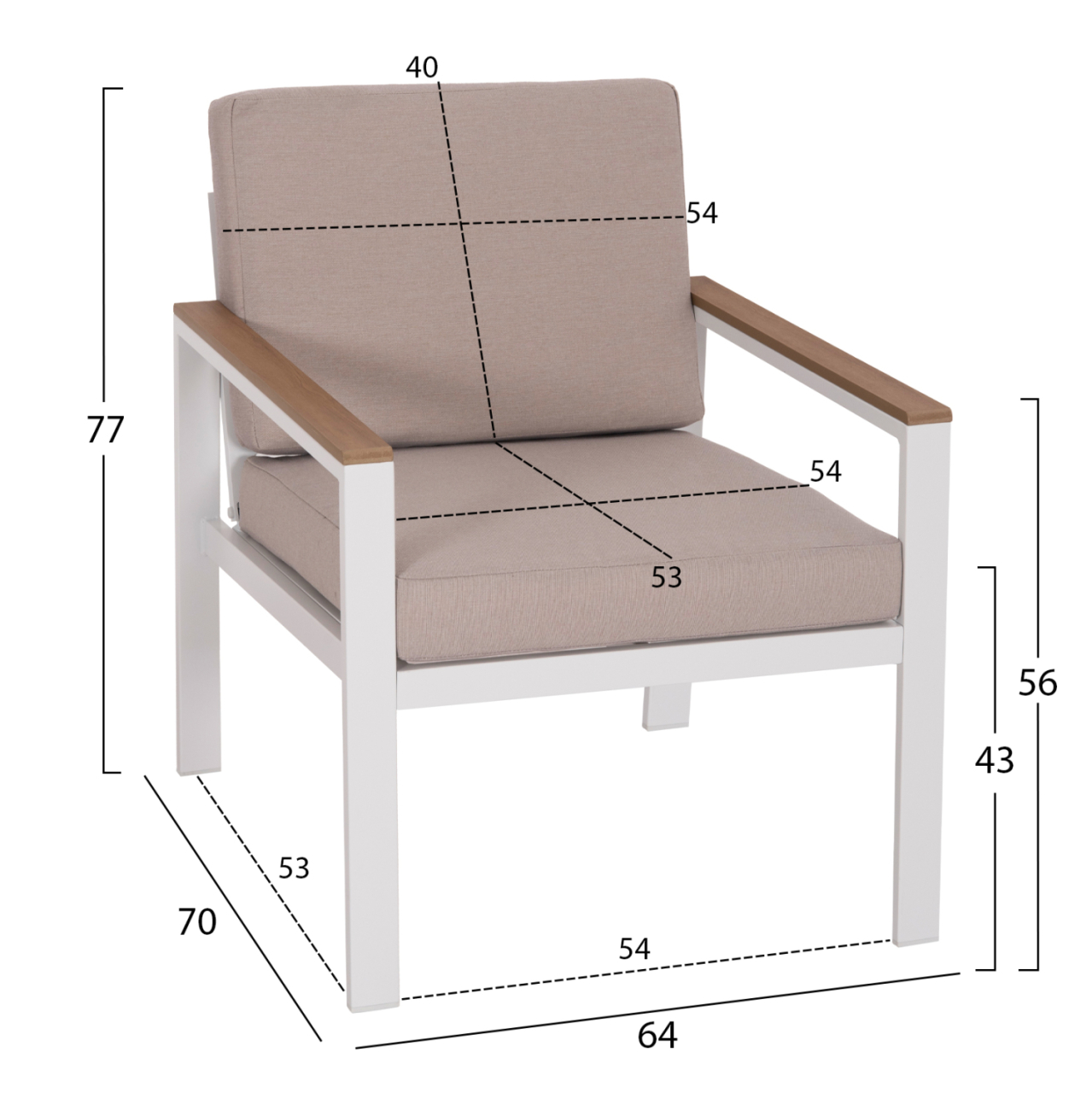OUTDOOR LOUNGE SET 4PCS SAFIN HM6278.01 ALUMINUM IN WHITE--POLYWOOD--OLEFIN FABRIC IN BEIGE [3]