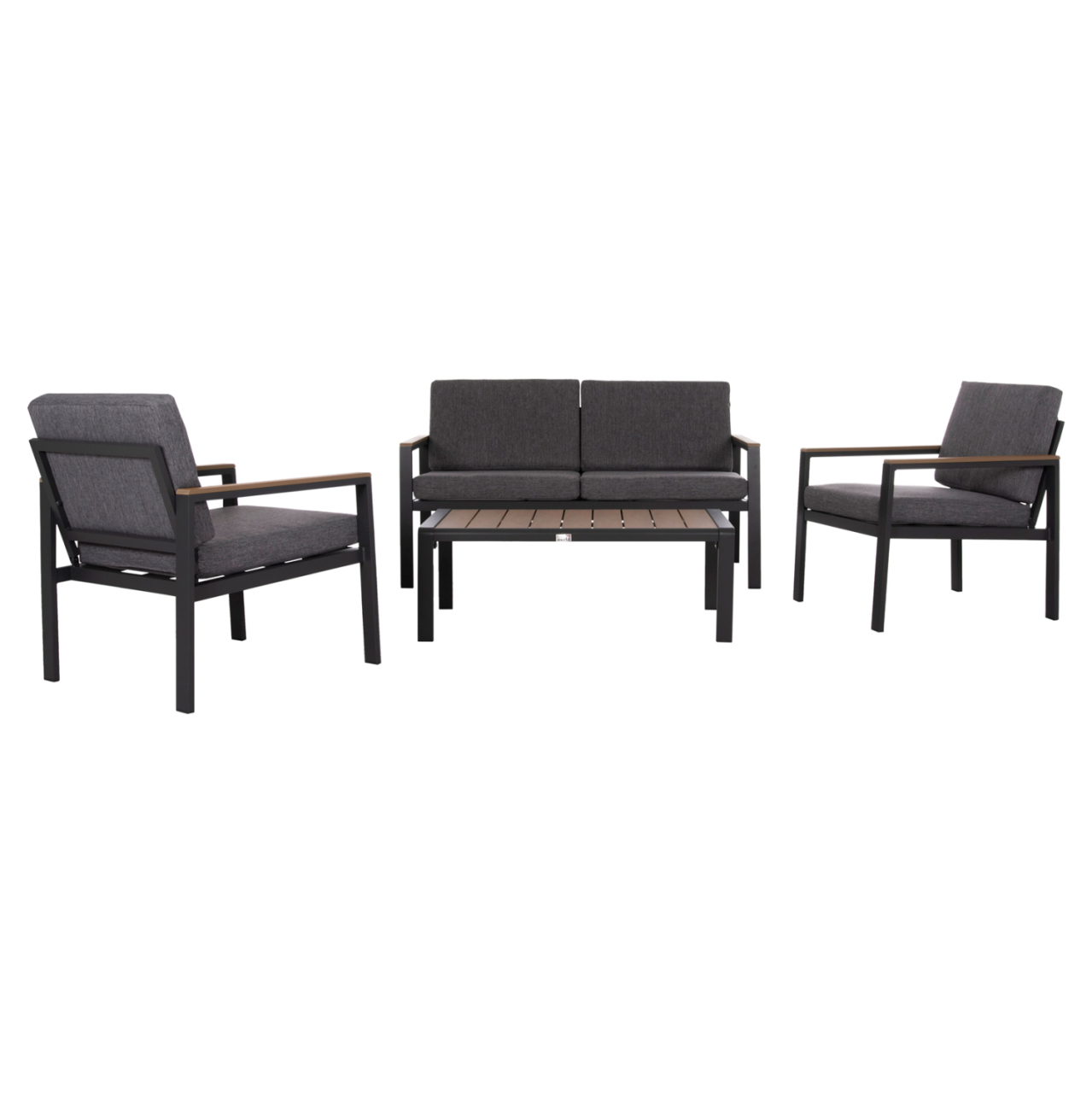 OUTDOOR LOUNGE SET 4PCS SAFIN HM6278.03 ALUMINUM and OLEFIN FABRIC IN DARK GREY--POLYWOOD [5]
