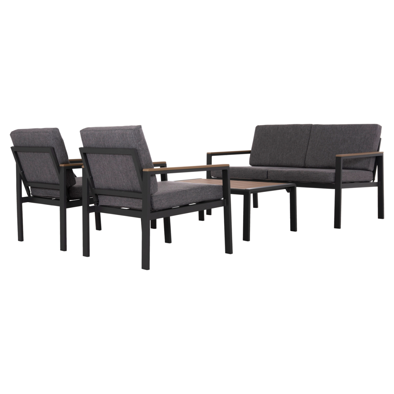 OUTDOOR LOUNGE SET 4PCS SAFIN HM6278.03 ALUMINUM and OLEFIN FABRIC IN DARK GREY--POLYWOOD [6]