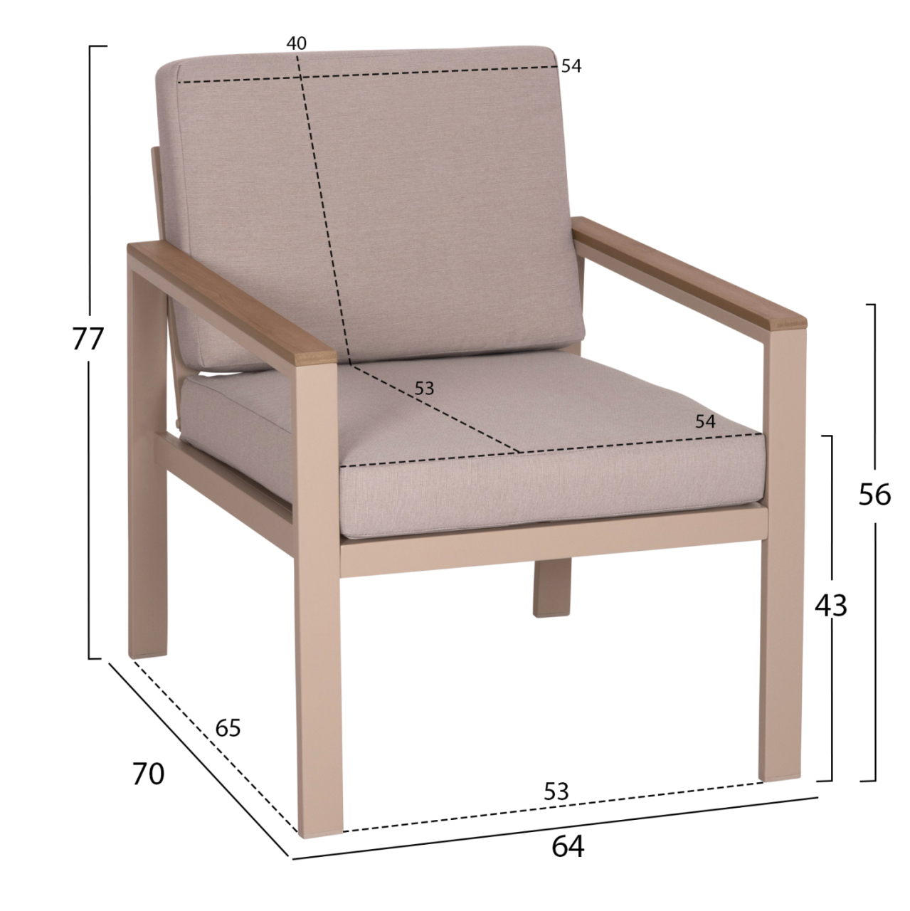 OUTDOOR LOUNGE SET 4PCS SAFIN HM6278.04 ALUMINUM IN CAPPUCCINO--POLYWOOD--OLEFIN FABRIC IN BEIGE [5]