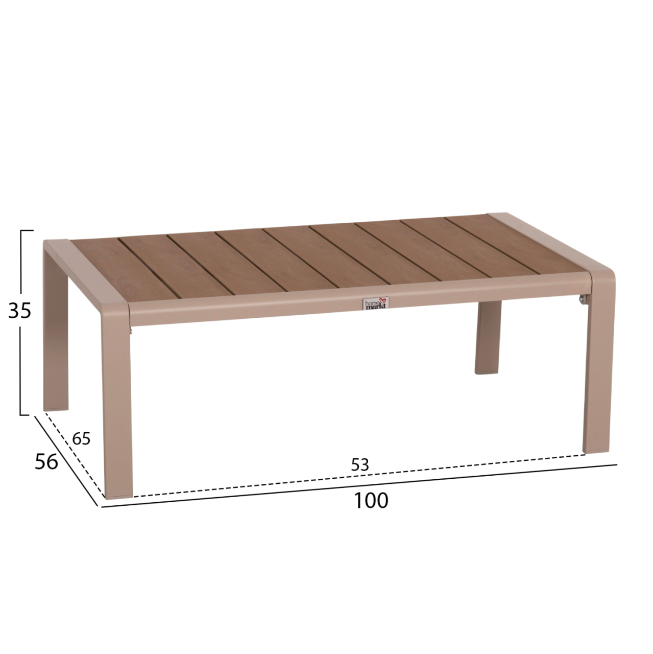 OUTDOOR LOUNGE SET 4PCS SAFIN HM6278.04 ALUMINUM IN CAPPUCCINO--POLYWOOD--OLEFIN FABRIC IN BEIGE [6]