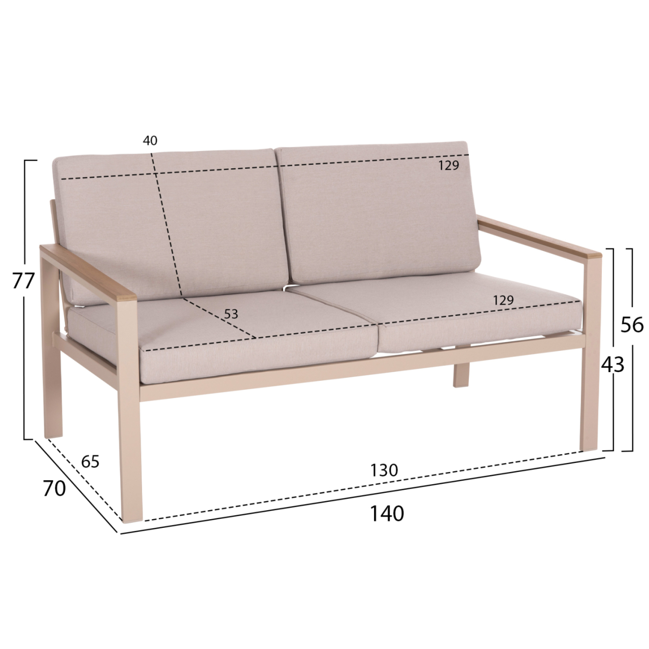 OUTDOOR LOUNGE SET 4PCS SAFIN HM6278.04 ALUMINUM IN CAPPUCCINO--POLYWOOD--OLEFIN FABRIC IN BEIGE [4]