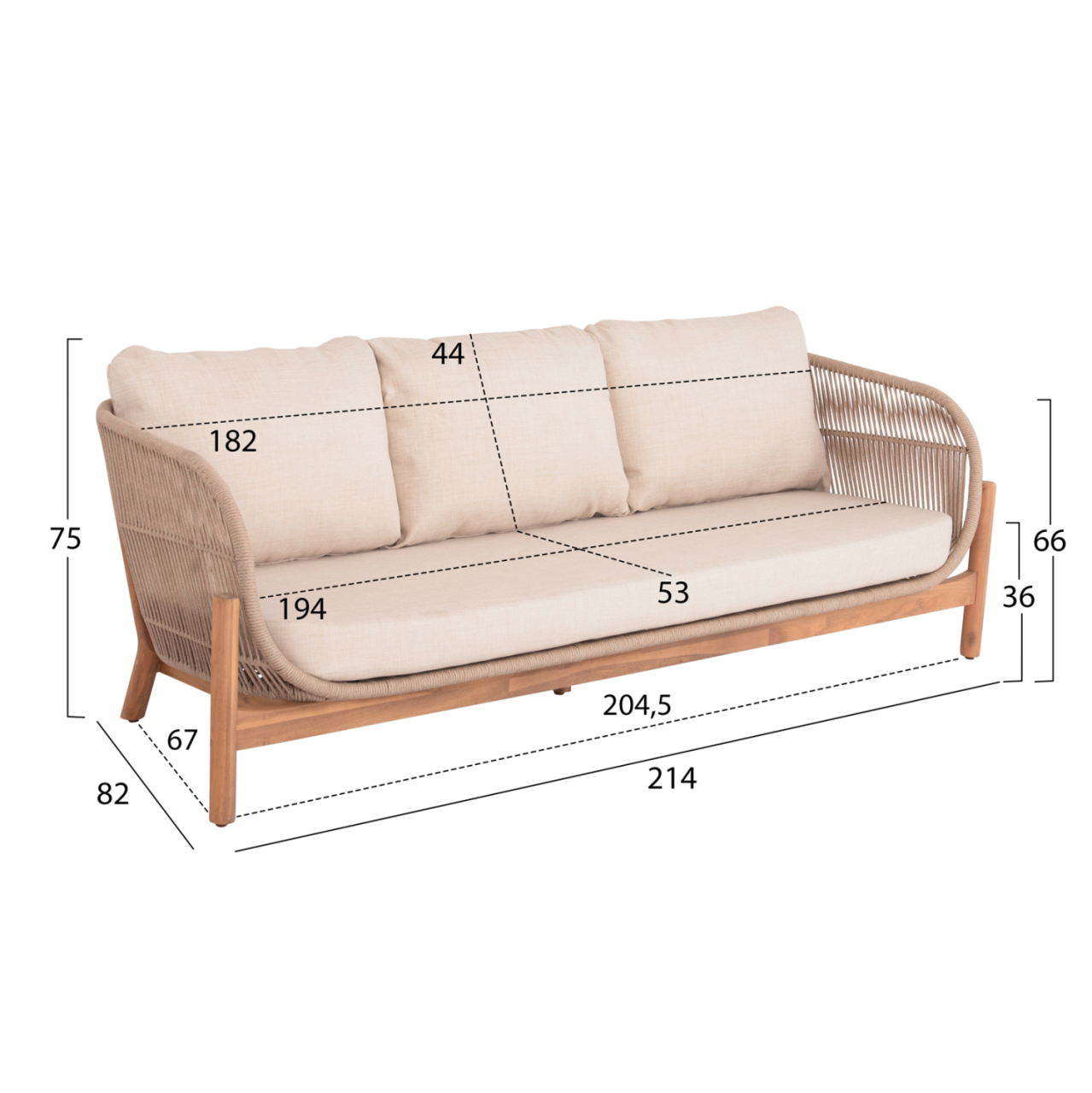 OUTDOOR LOUNGE SET 4PCS SANJI HM6219 ACACIA WOOD-ALUMINUM FRAME-ROPE [3]